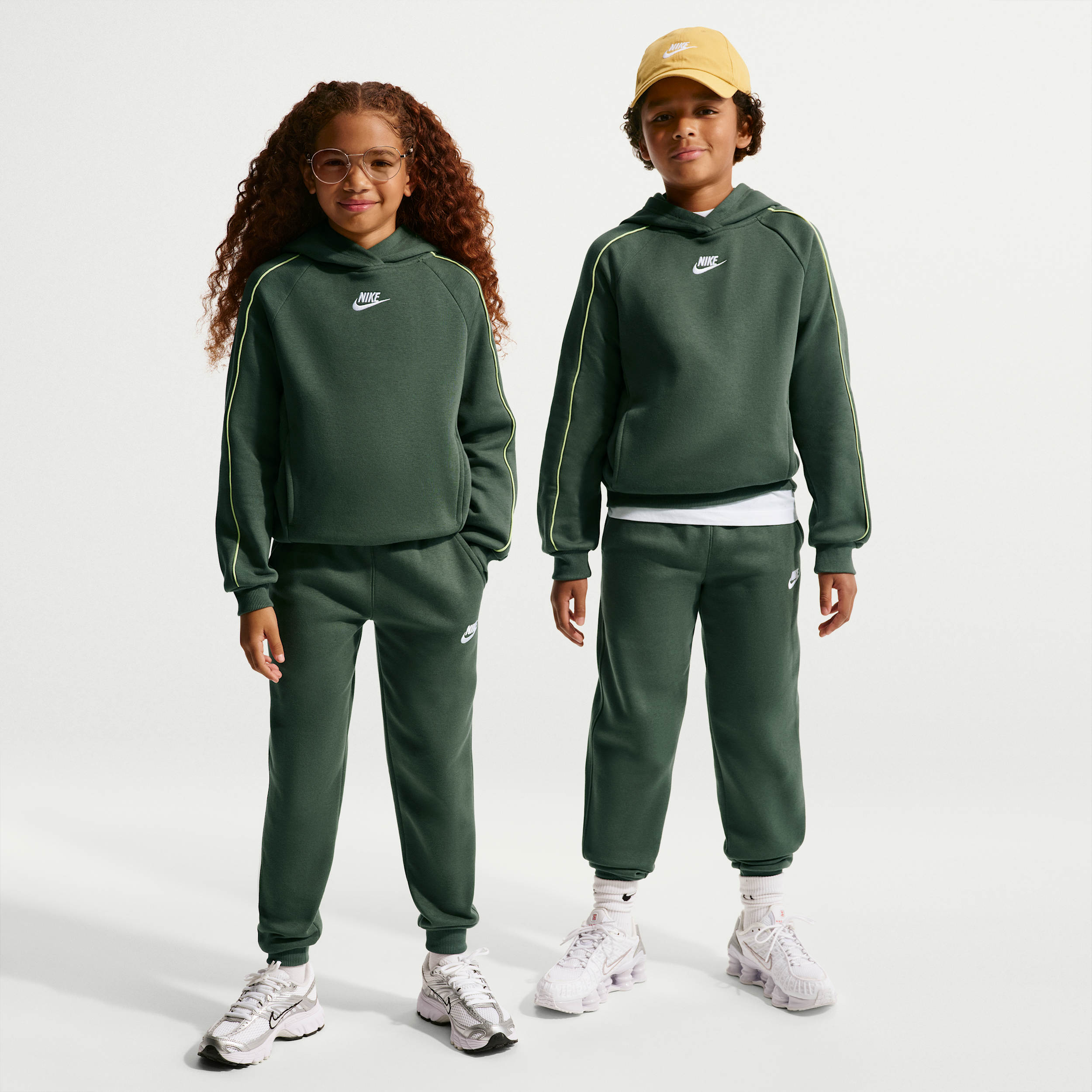 Nike Sportswear Club Fleece Big Kids' Hooded Tracksuit in Green | HQ9318-303