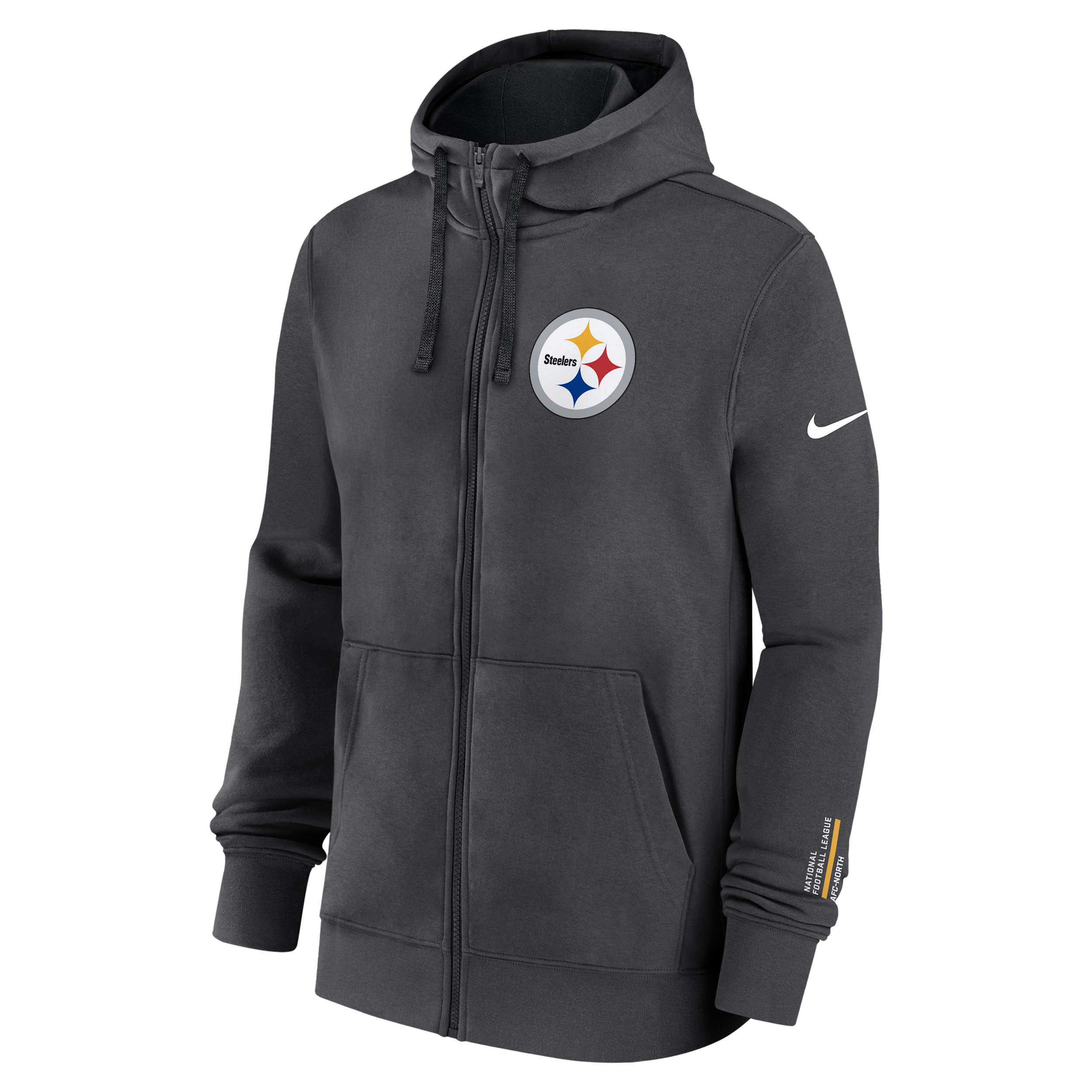 Nike Pittsburgh Steelers Playbook Page Club  Men's Nfl Full-zip Hoodie In Gray