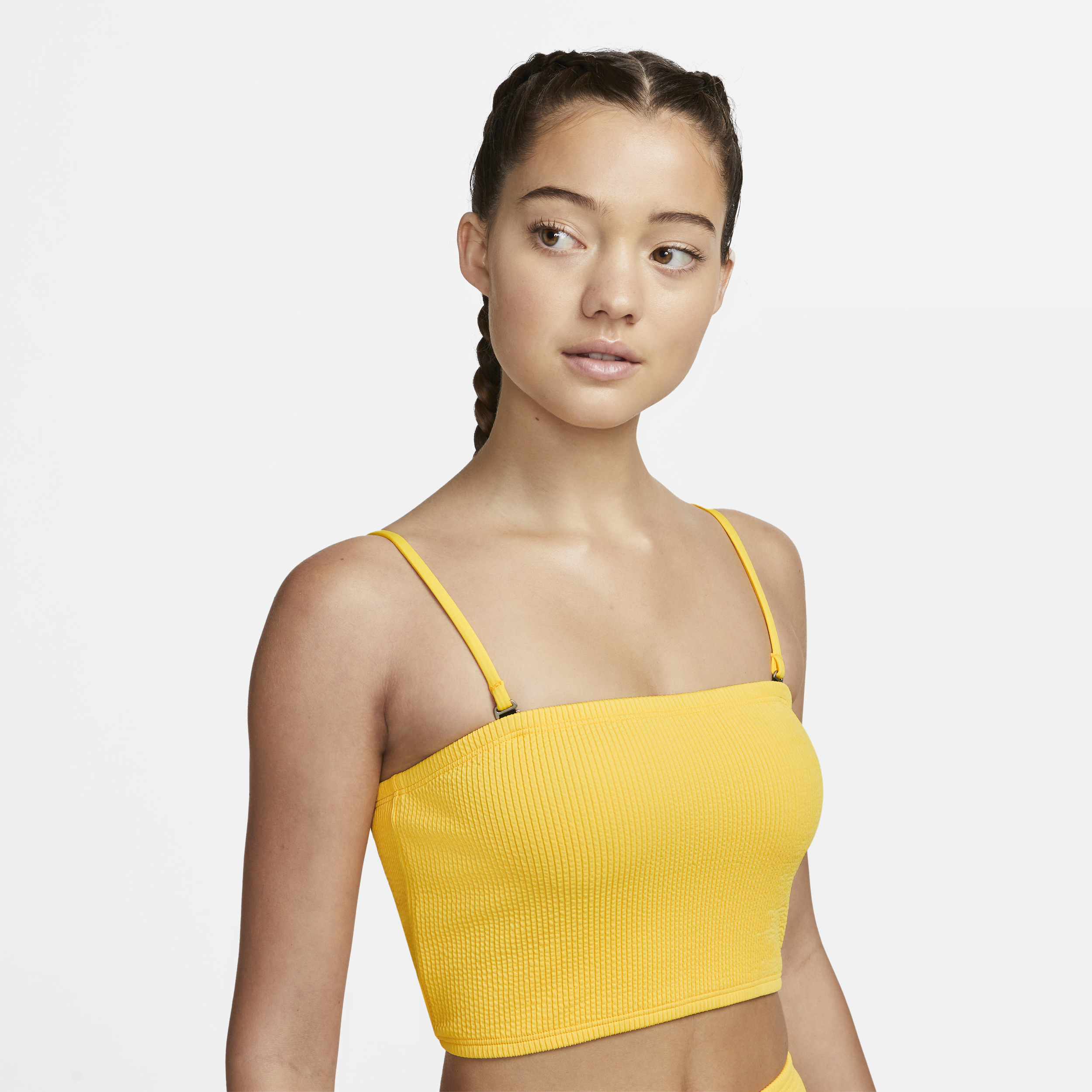 Nike Women's Bandeau Midkini Swim Top In Yellow