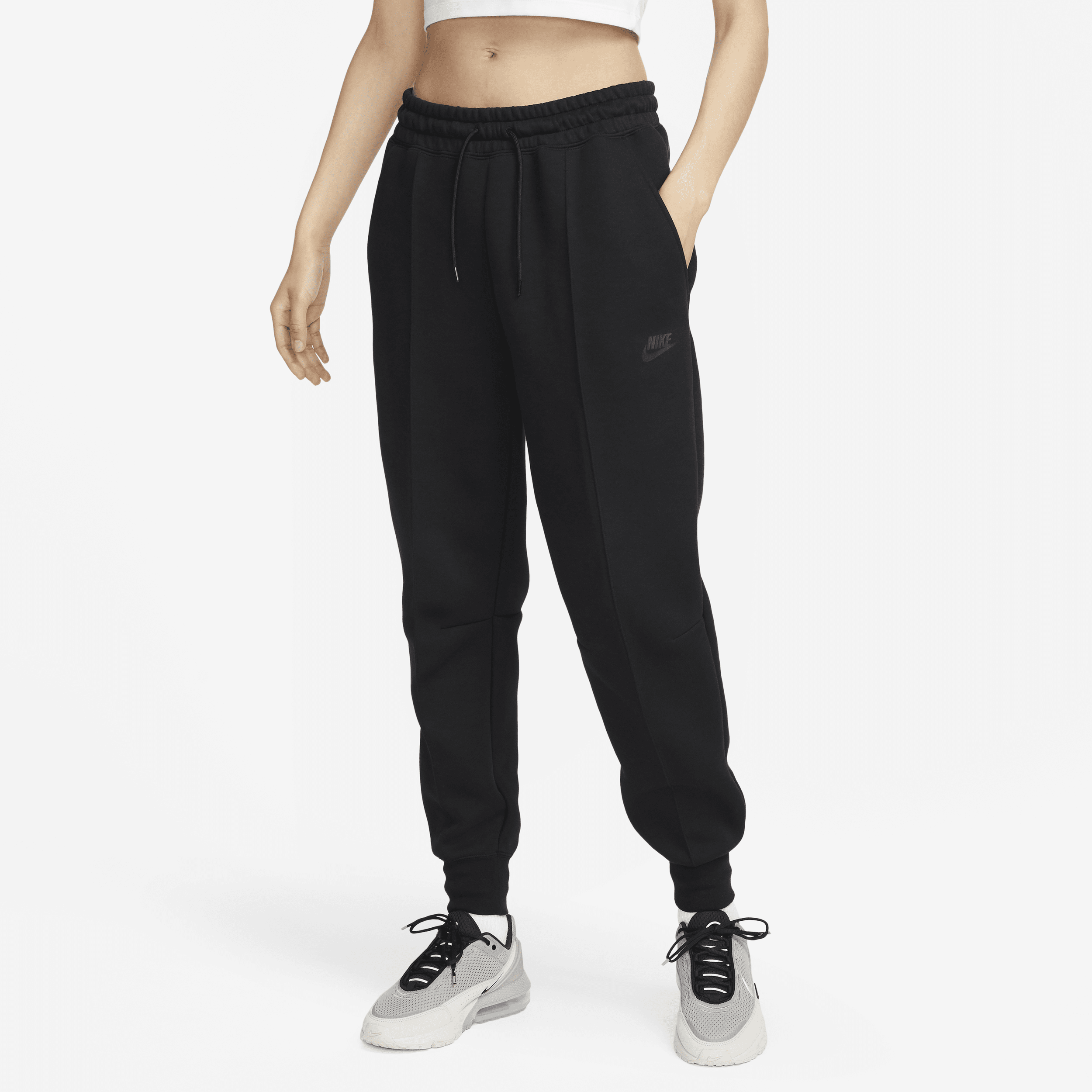 Shop Nike Women's  Sportswear Tech Fleece Mid-rise Jogger Pants In Black