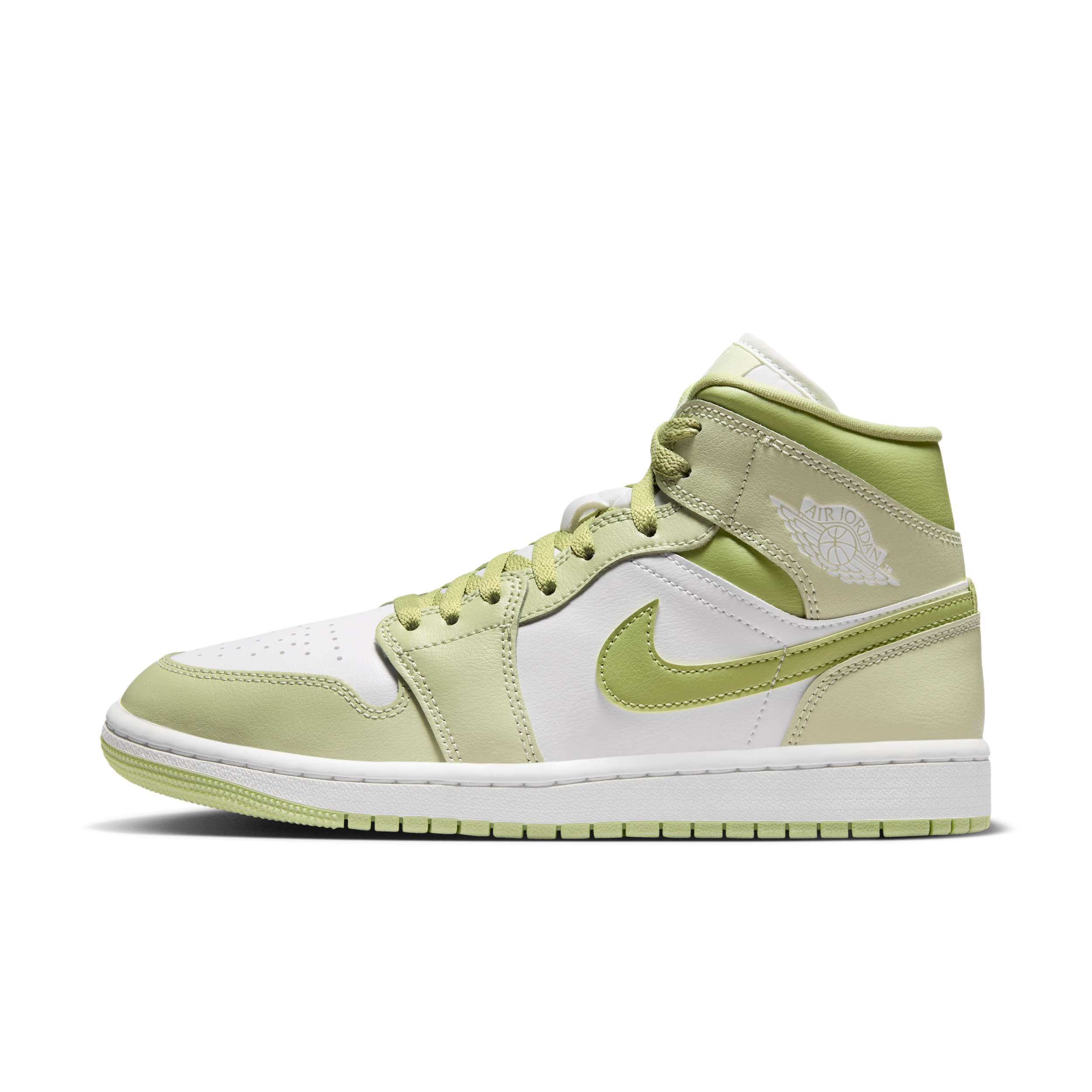 Air Jordan 1 Mid Women's Shoes, M6.5/W8, Olive Aura/Sail-Lawn-Coconut Milk
