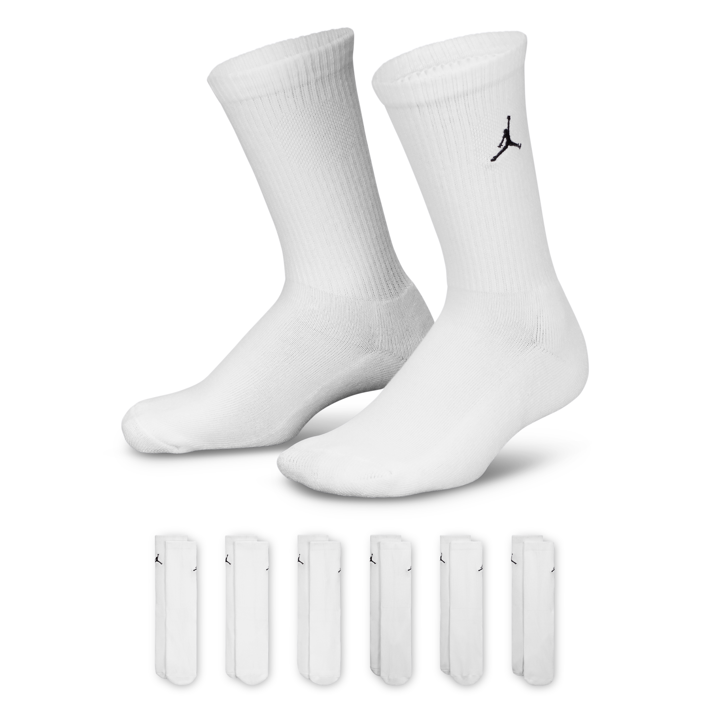 Jordan Everyday Essentials Big Kids' Crew Socks (6 Pairs) In White