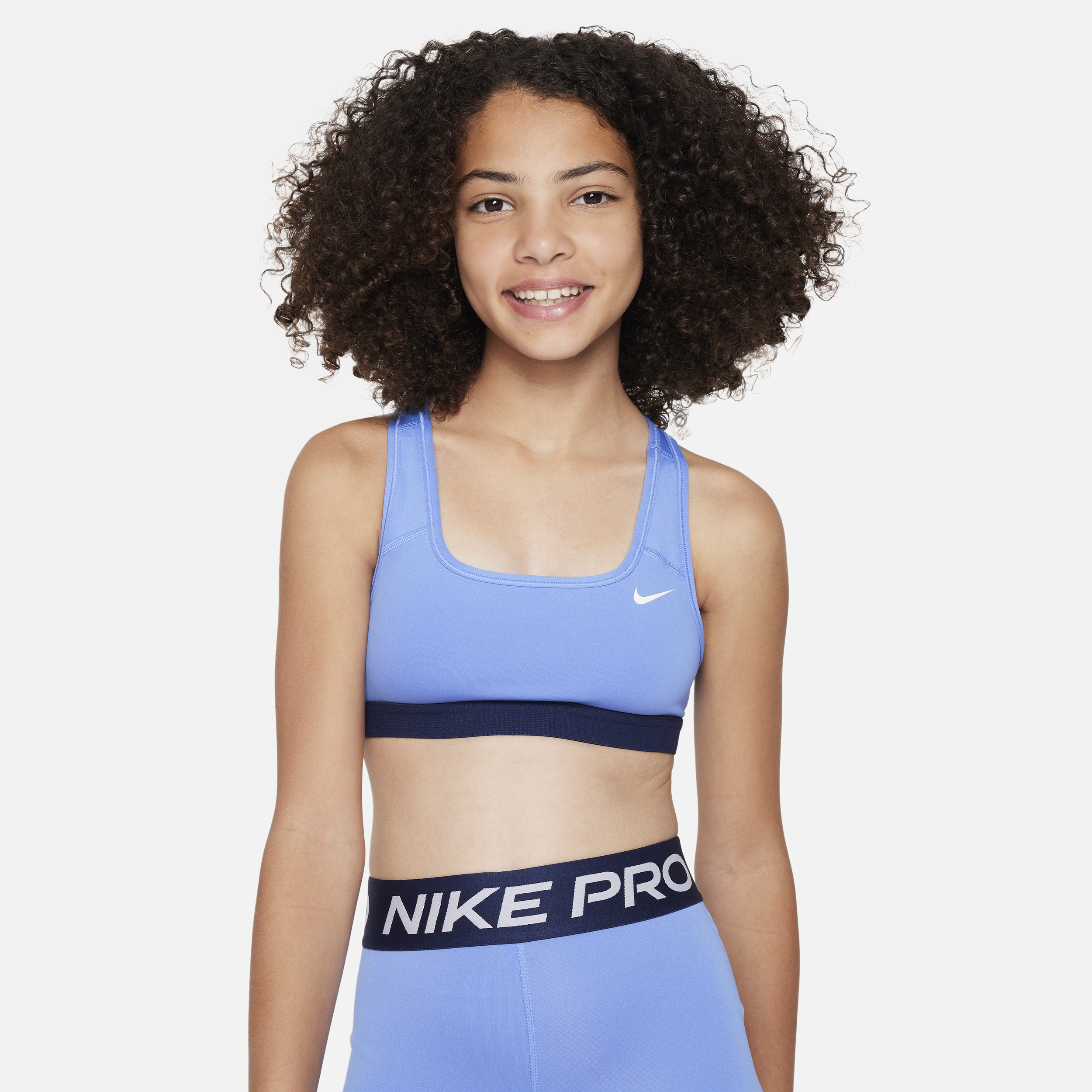 Nike Swoosh Big Kids' (girls') Sports Bra In Blue