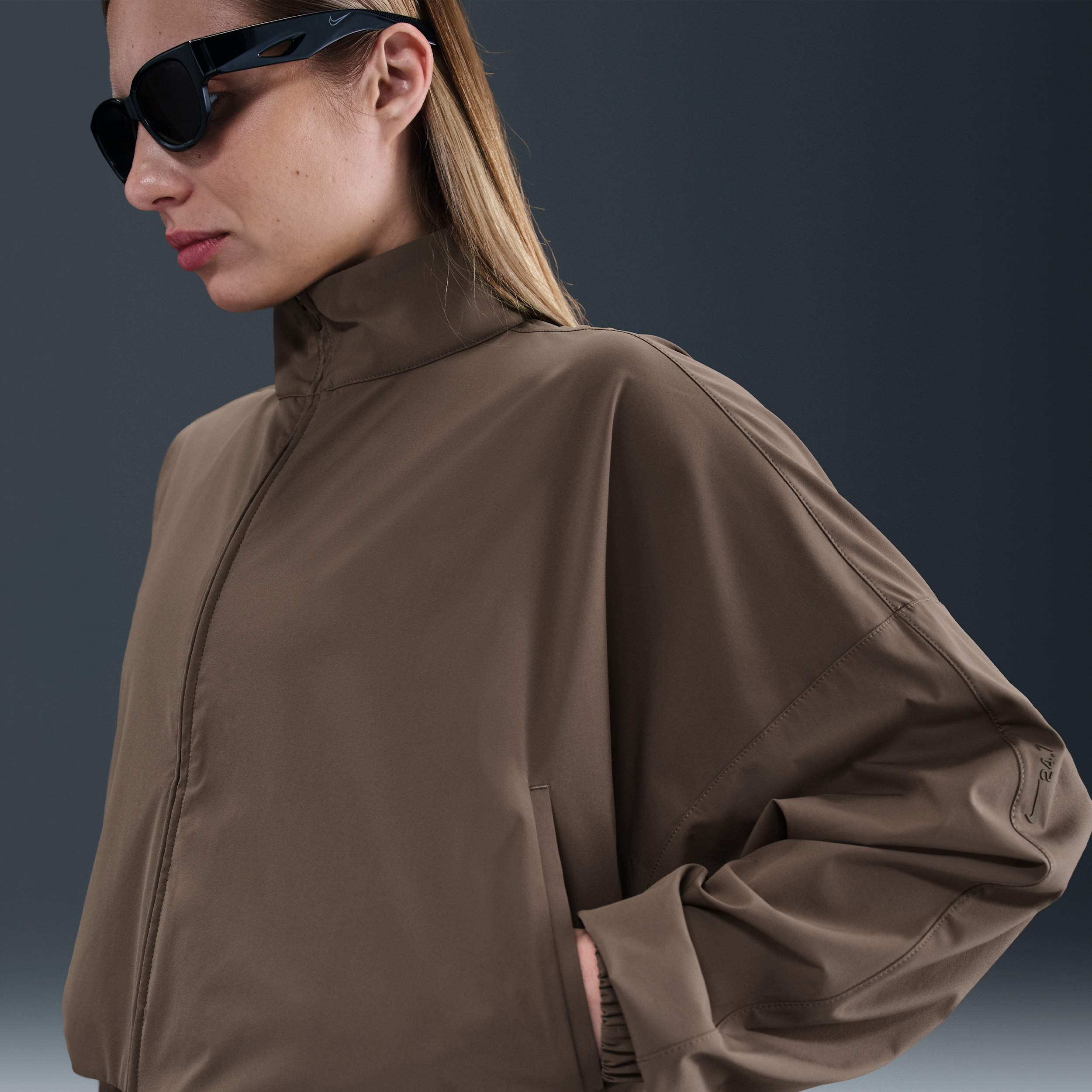 Nike Dri-fit Oversize Zip Jacket In Brown