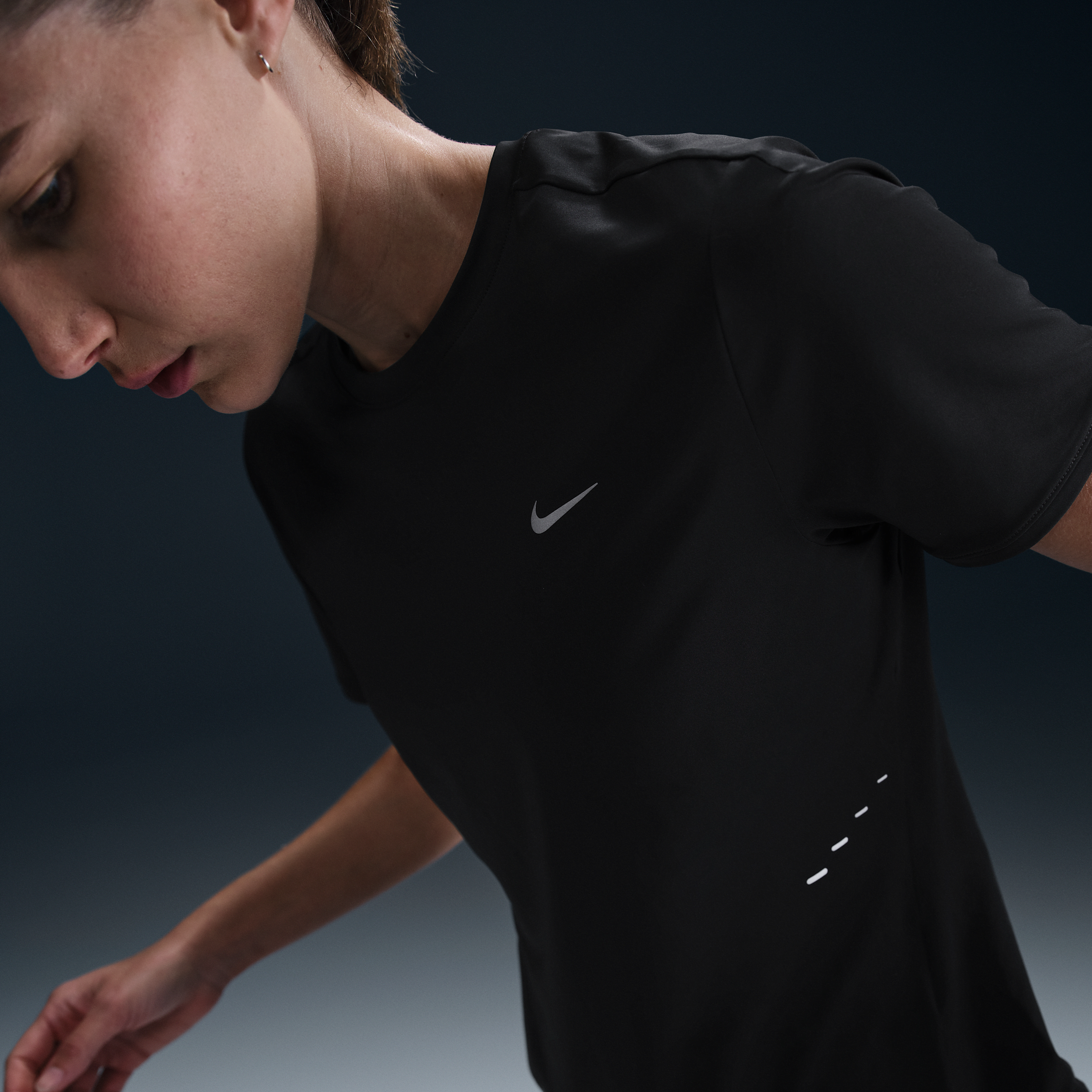 Nike Swift Dri-fit Short Sleeve Running Top In Black