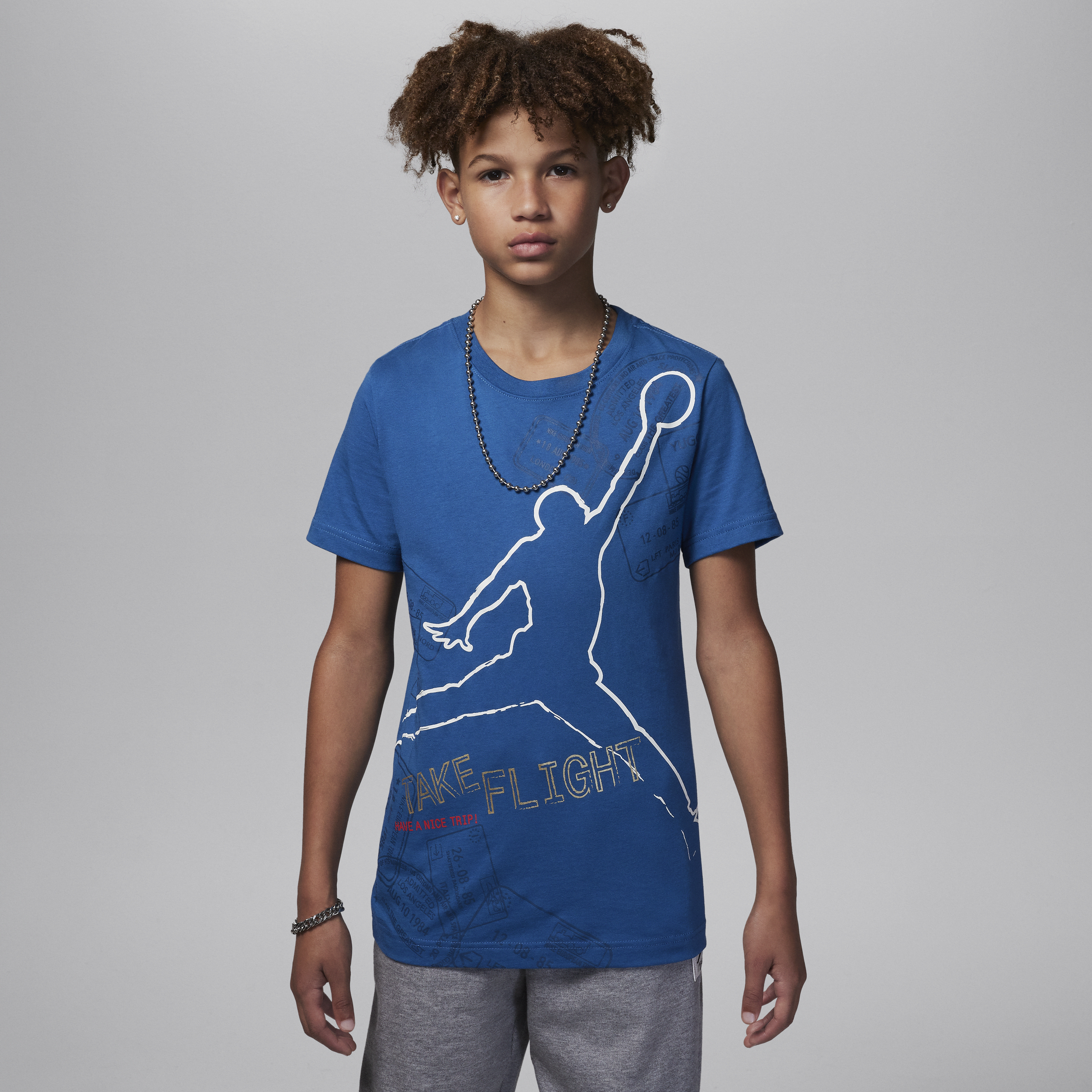 Jordan Flight Big Kids' Graphic T-shirt In Blue