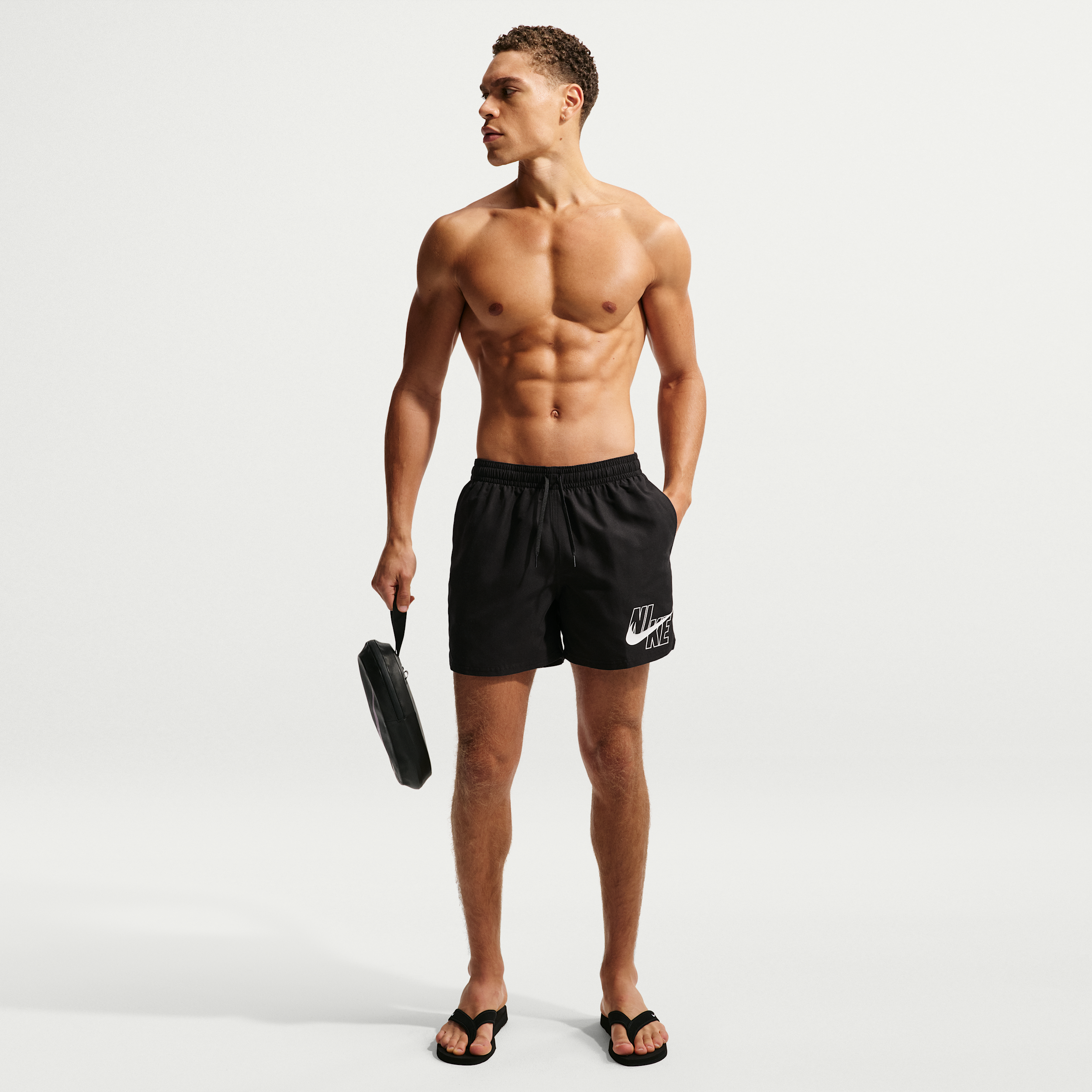 Nike Men's Swim Breaker 5" Brief-Lined Volley Short in Black | NESSG574-001
