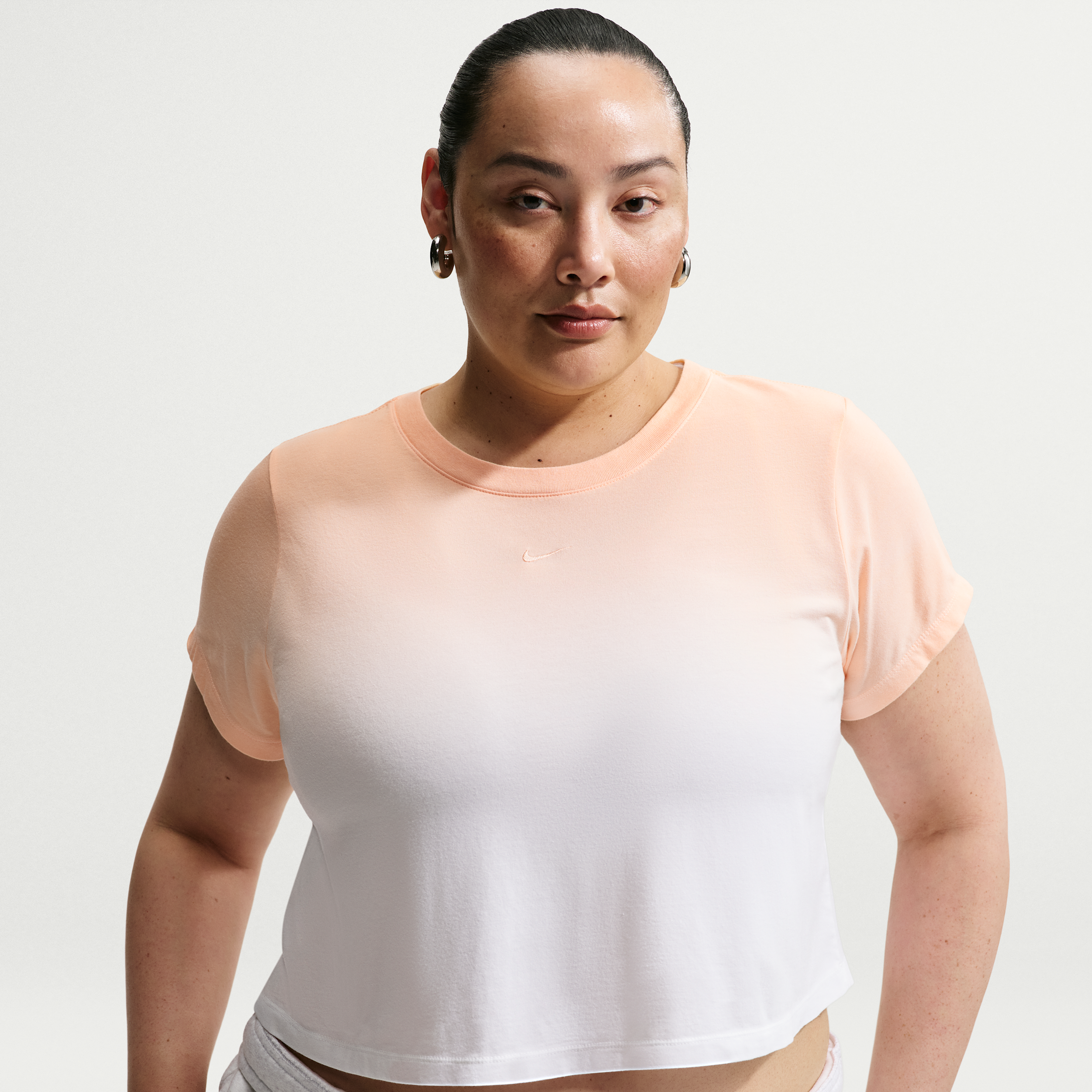 Women's Nike Sportswear Chill Knit Slim Cropped T-Shirt (Plus Size) in Orange | II7076-821