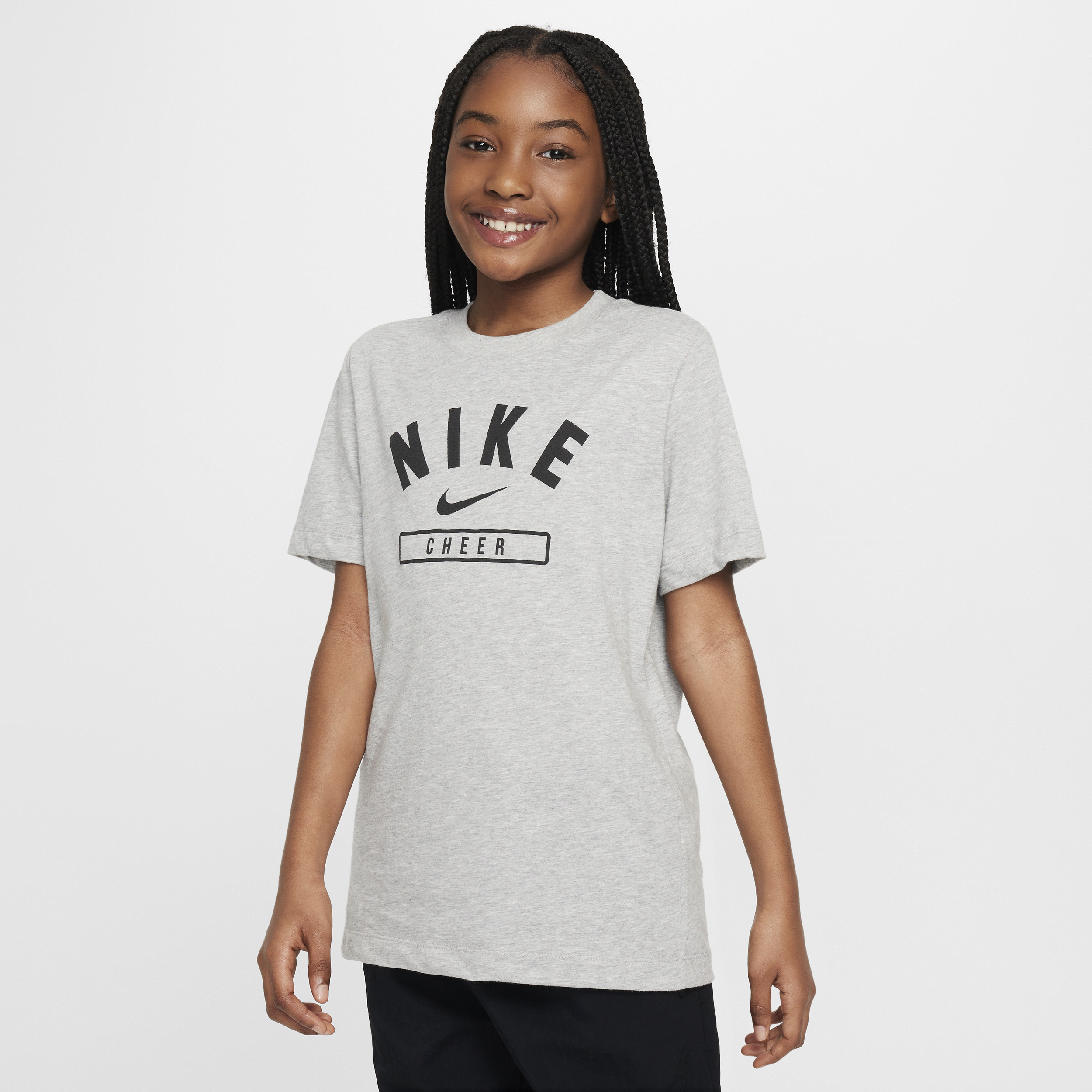 Nike Big Kids' (girls') Cheer T-shirt In Grey