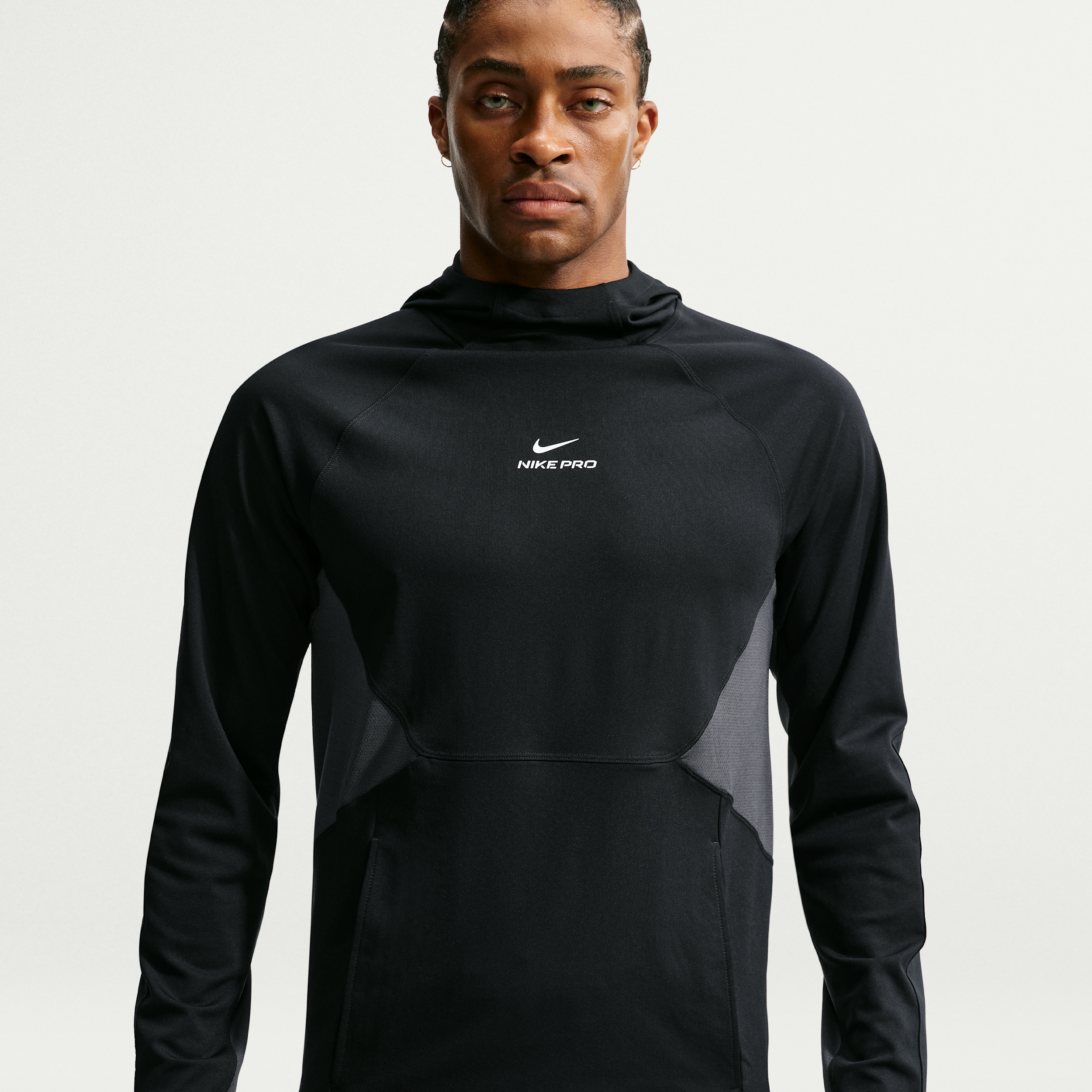 Nike Men's Pro Dri-FIT Mid-Layer Pullover Training Hoodie in Black/White Size: 2XL