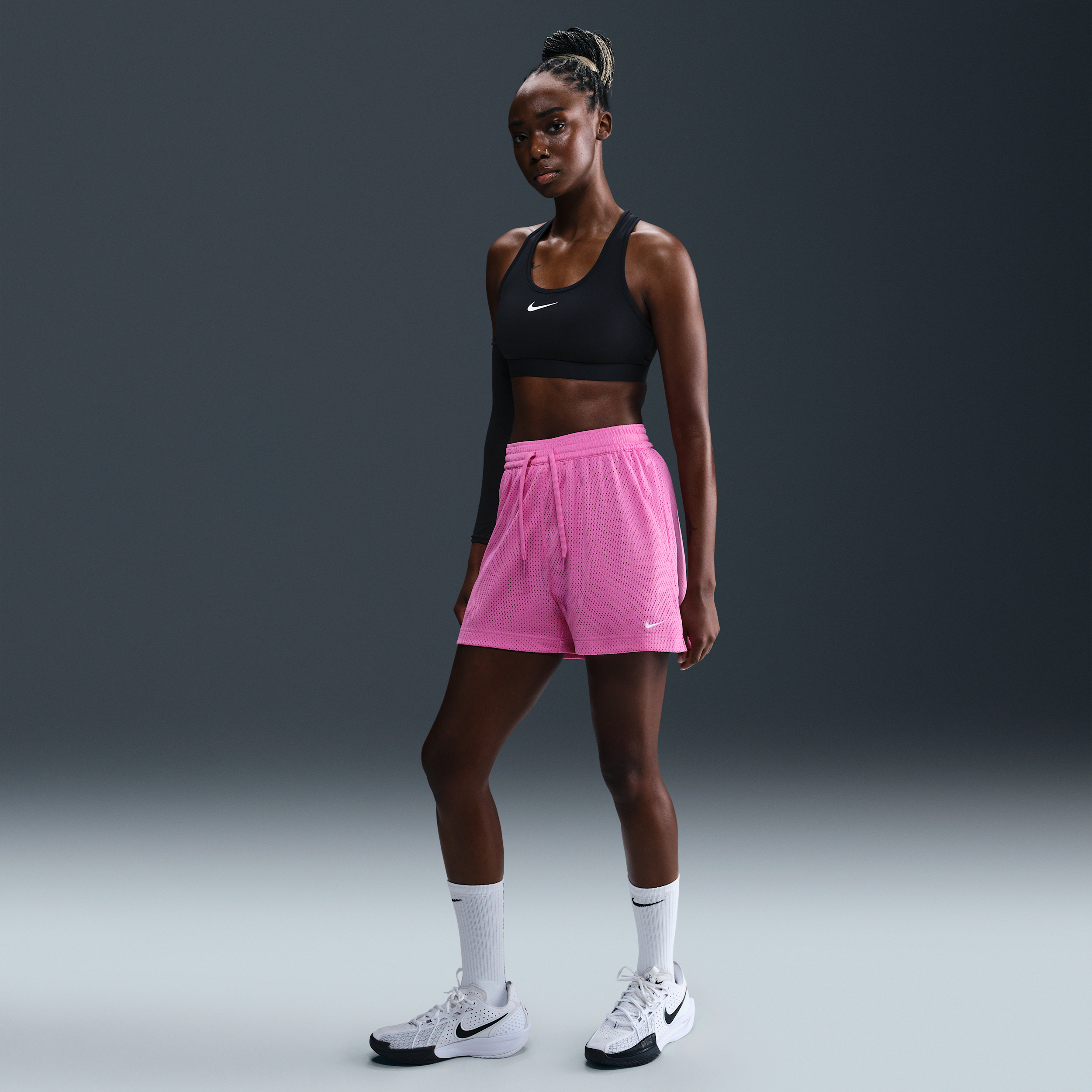 Nike Women's Essential Dri-fit Mesh Basketball Shorts In Pink