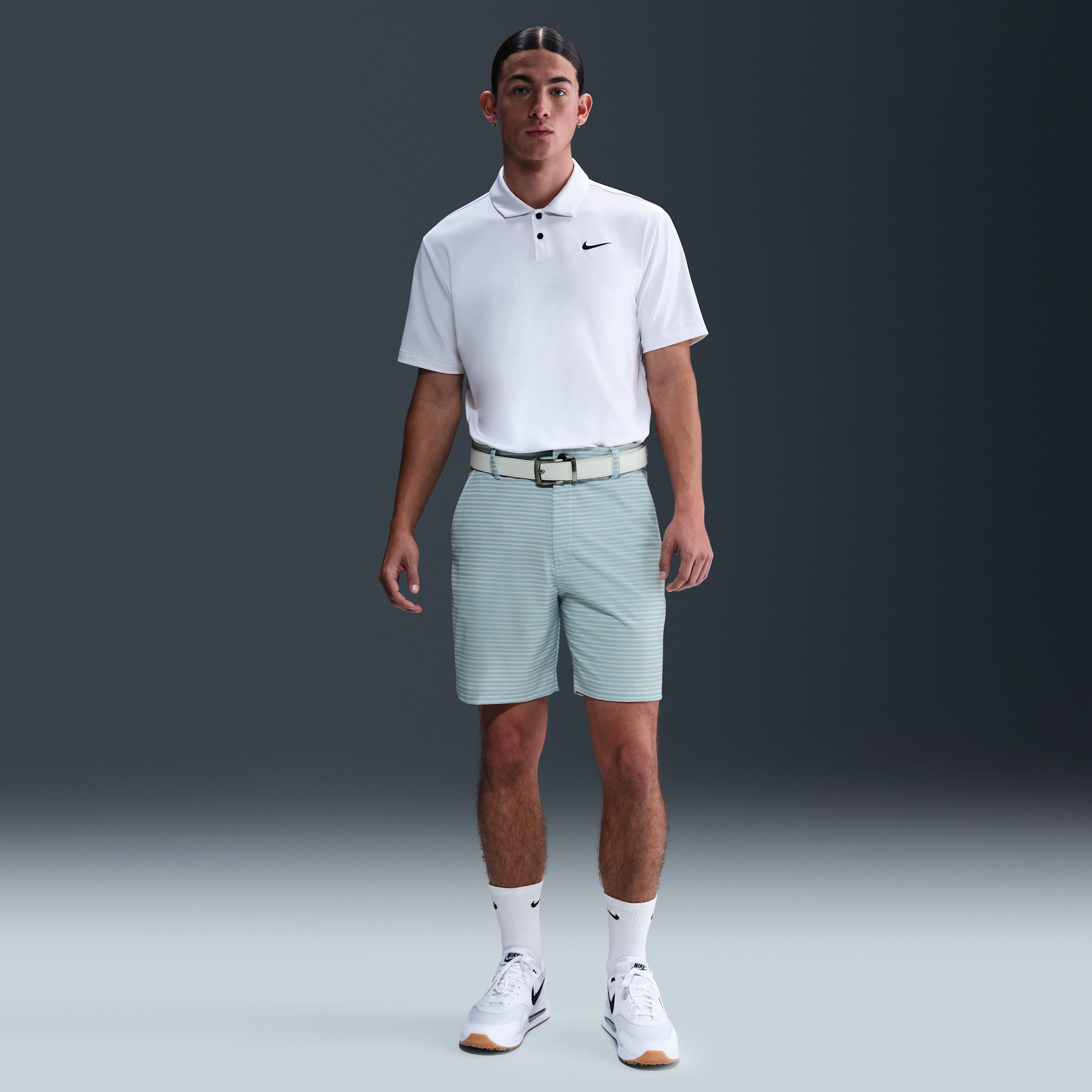 Nike Men's Victory+ Dri-fit Striped Golf Shorts In Grey