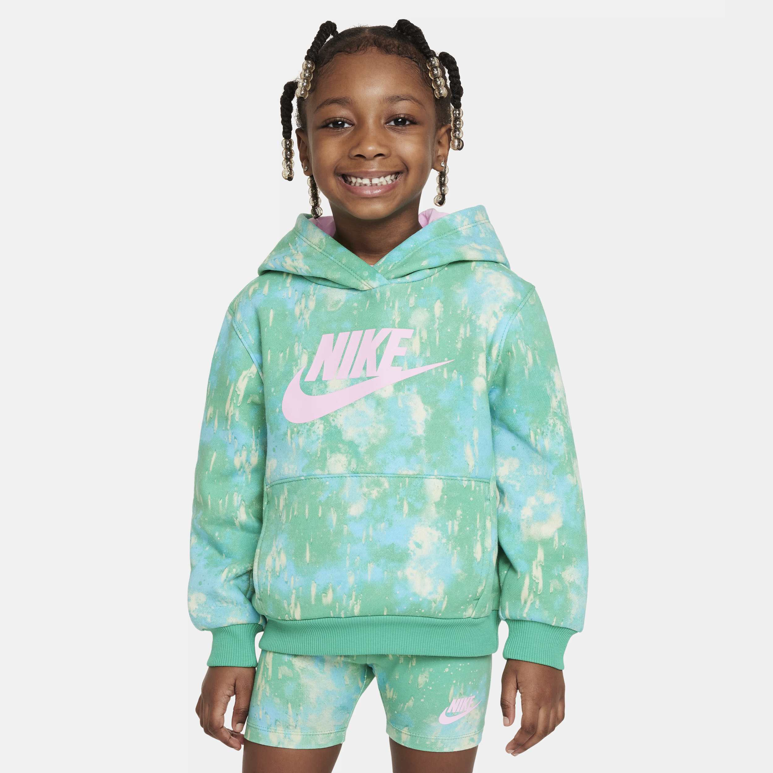 Nike Babies' Printed Club Toddler Pullover Hoodie In Green