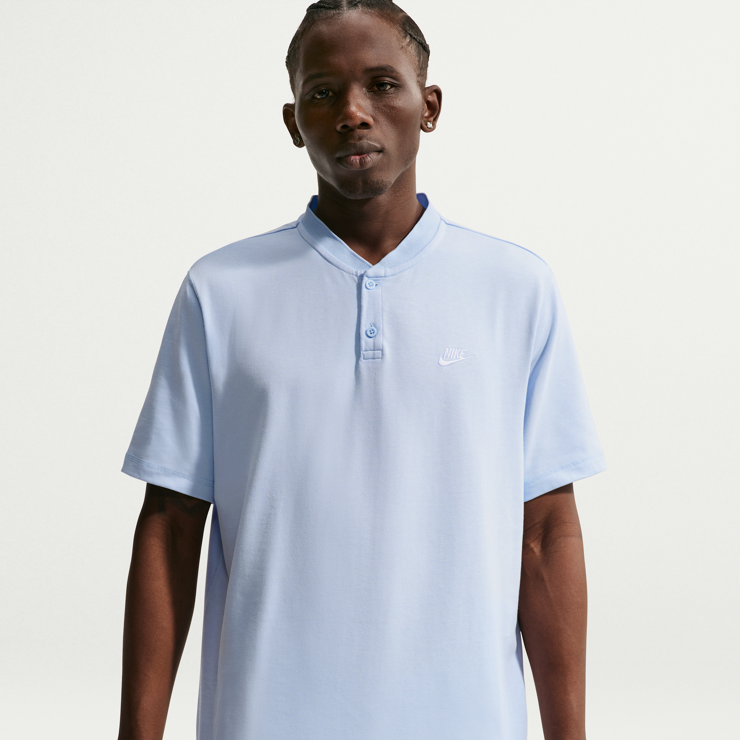 Nike Men's Club Short-Sleeve Henley in Blue | HQ5974-407