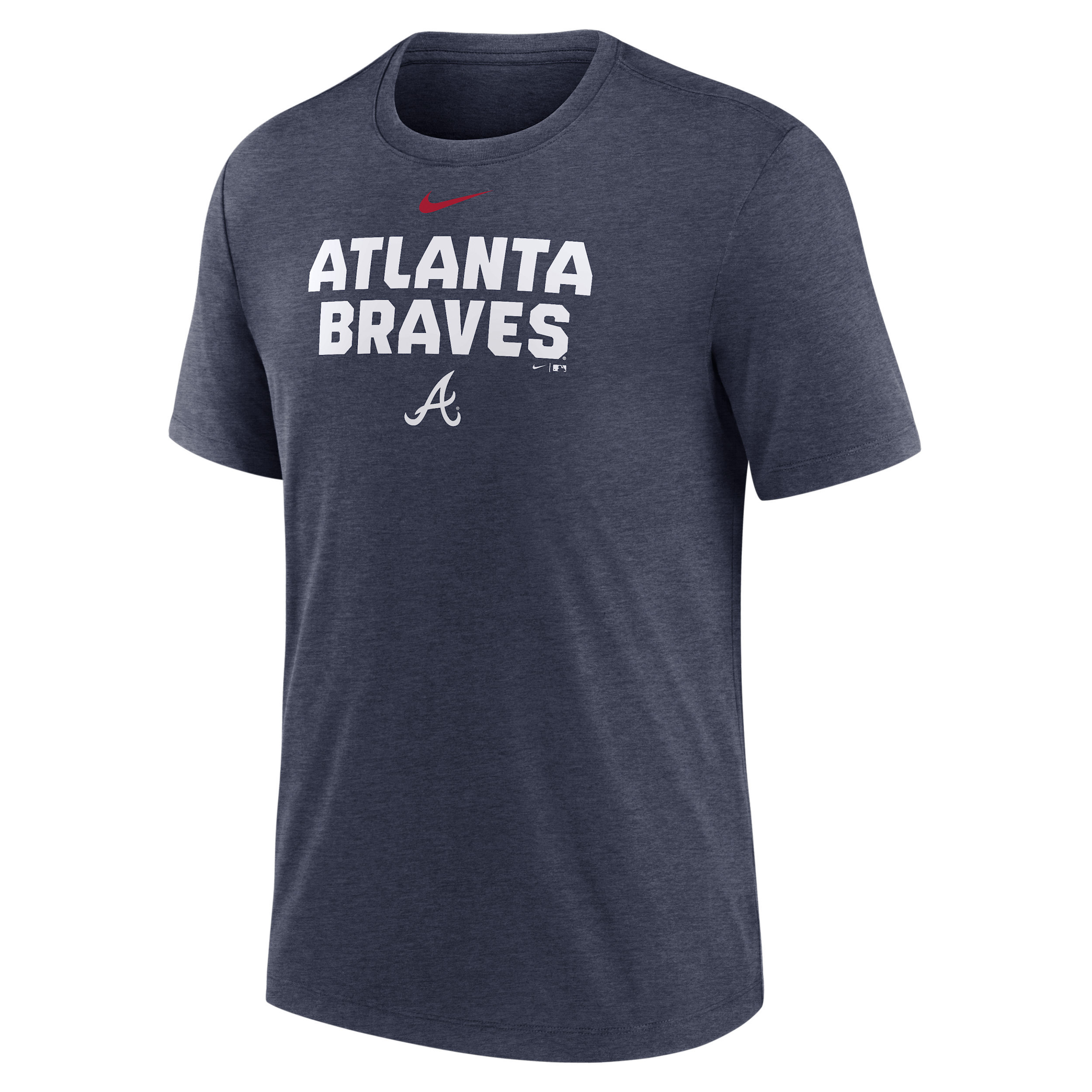 Nike Men's Heather Navy Atlanta Braves Stacked Tri-Blend T-Shirt - Heather Navy