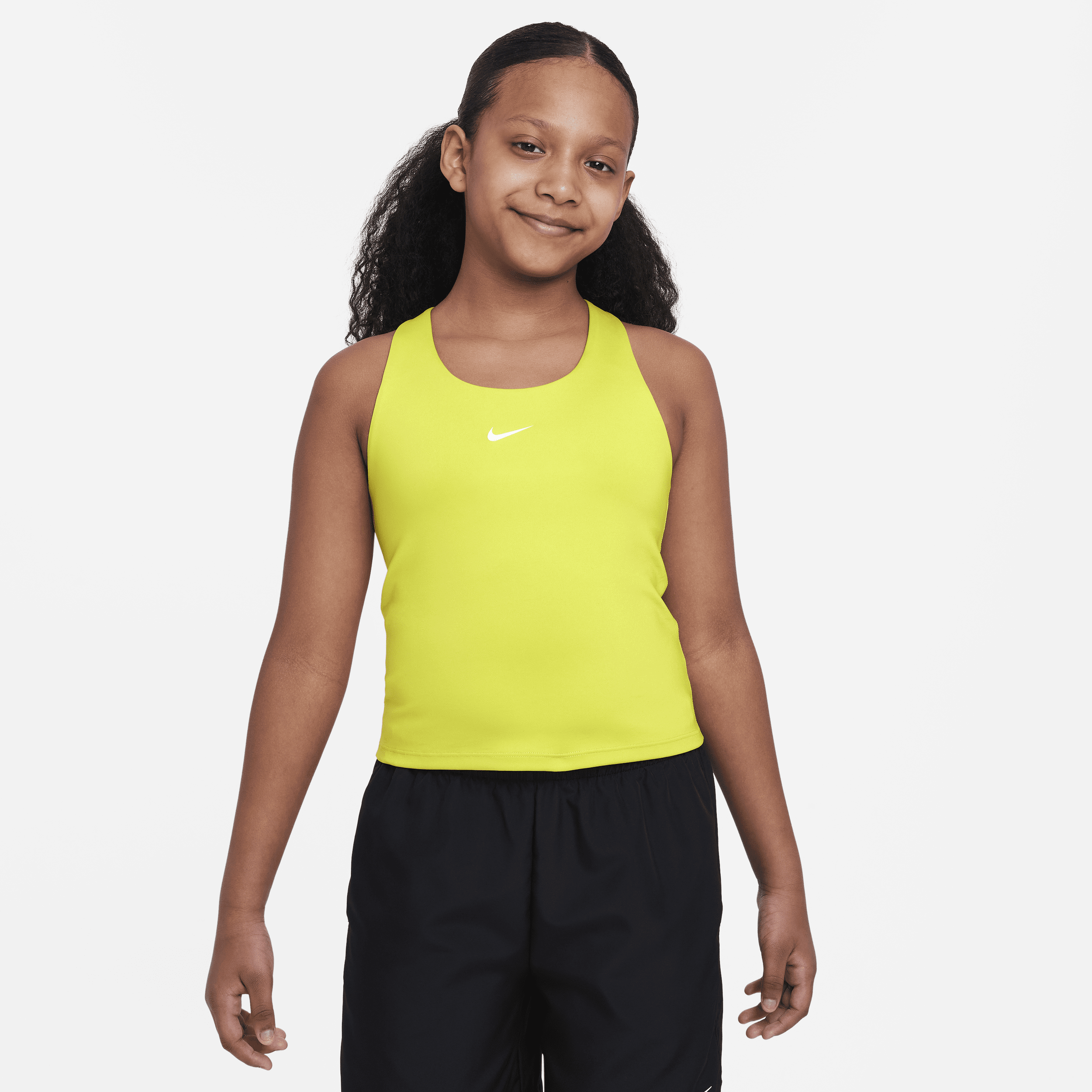 Nike Dri-fit Swoosh Big Kids' (girls') Tank Top Sports Bra In Green