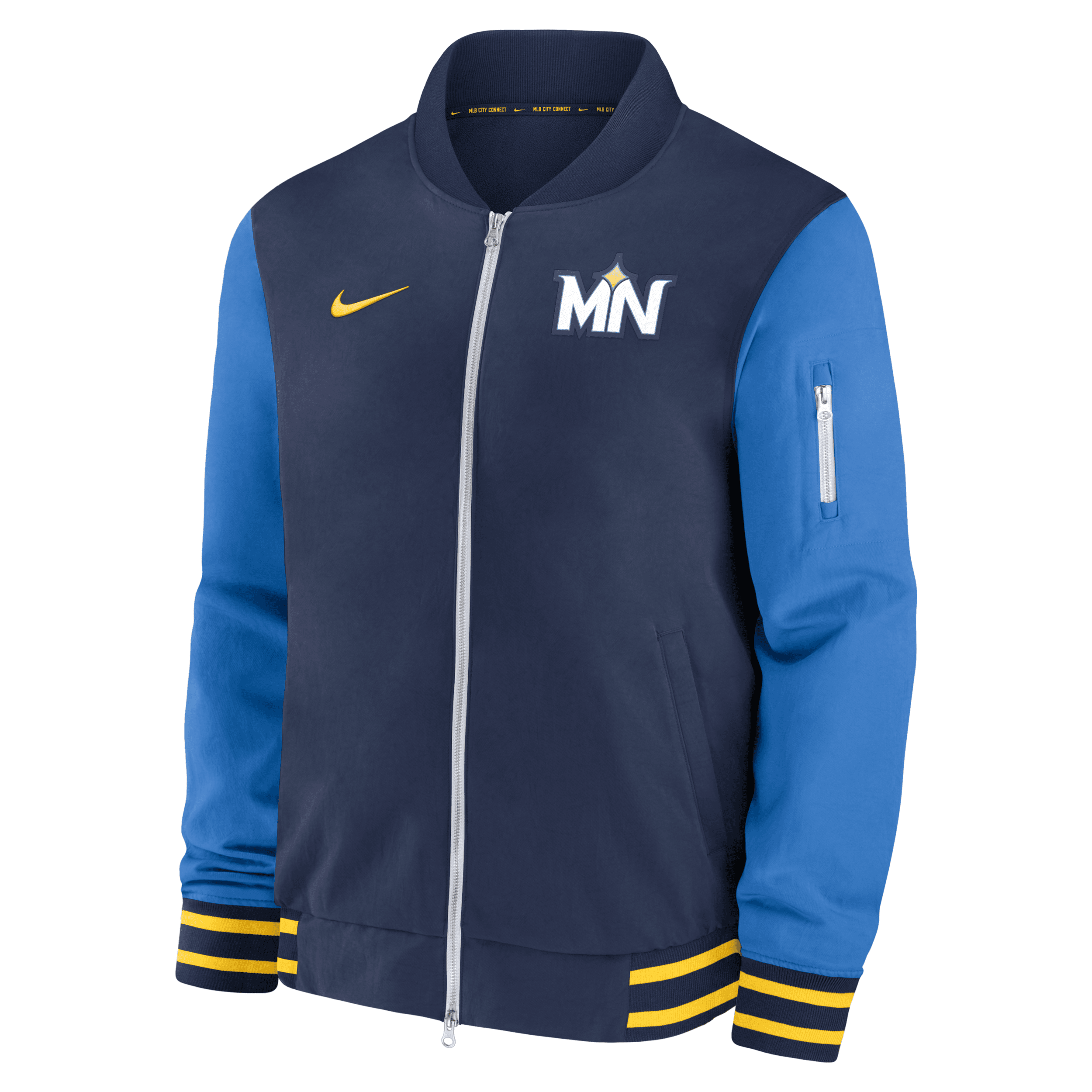 Nike Men's Navy Minnesota Twins 2024 City Connect Authentic Collection Game Time Full-zip Bomber Jacket In Blue