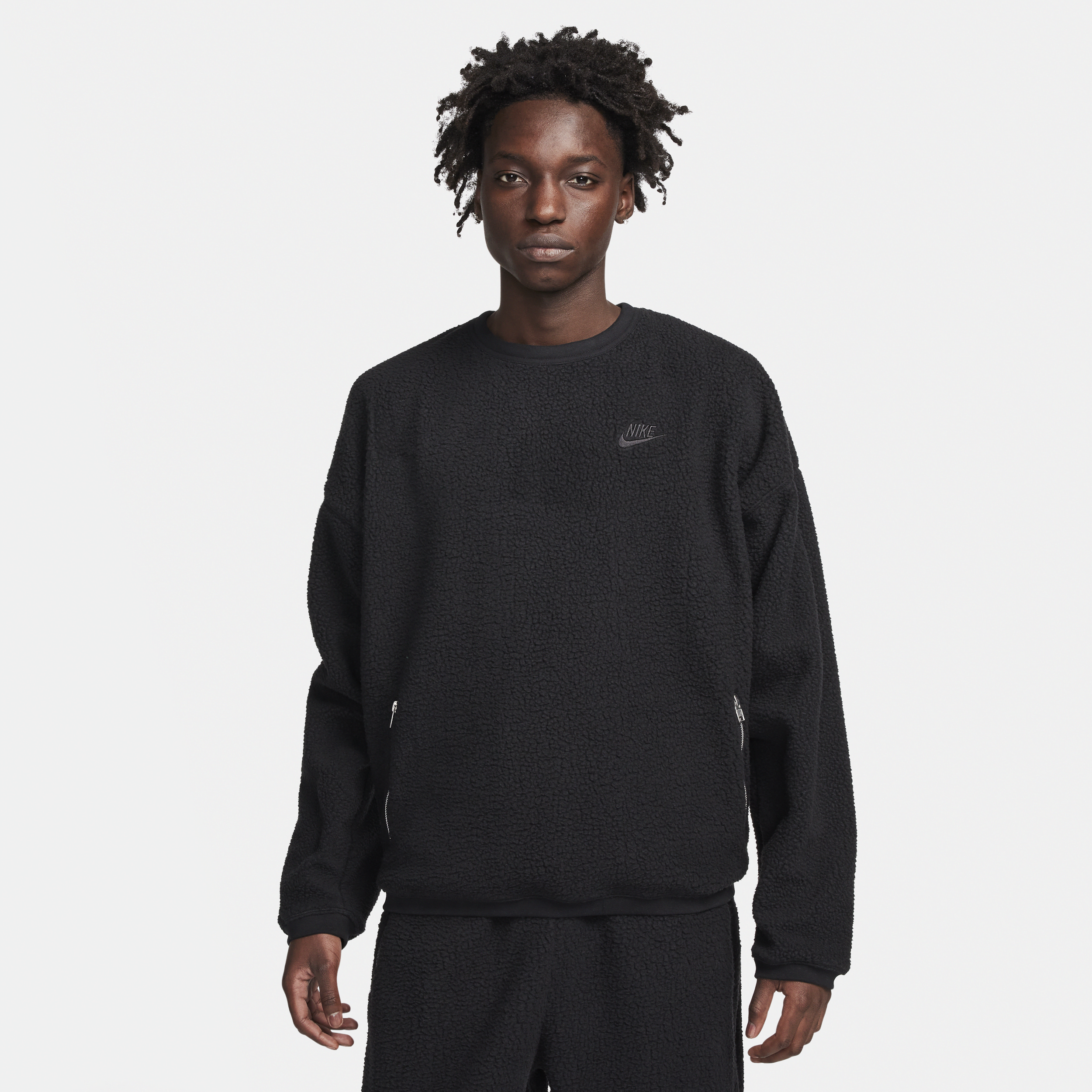 Nike Men's Club Fleece Winterized Crew In Black