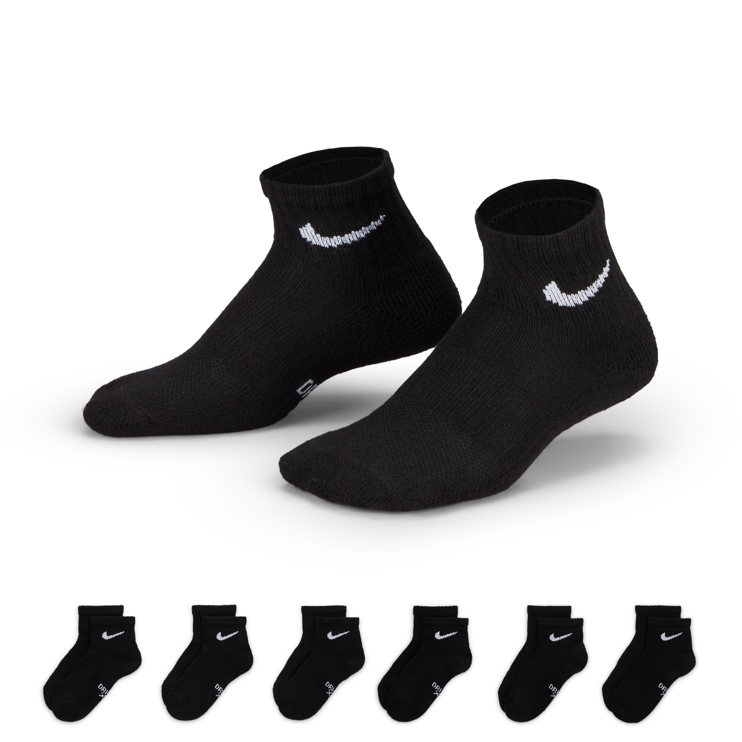 Nike Performance Basics Kids' Dri-FIT Ankle Socks (6 Pairs) in Black | RN0018-023