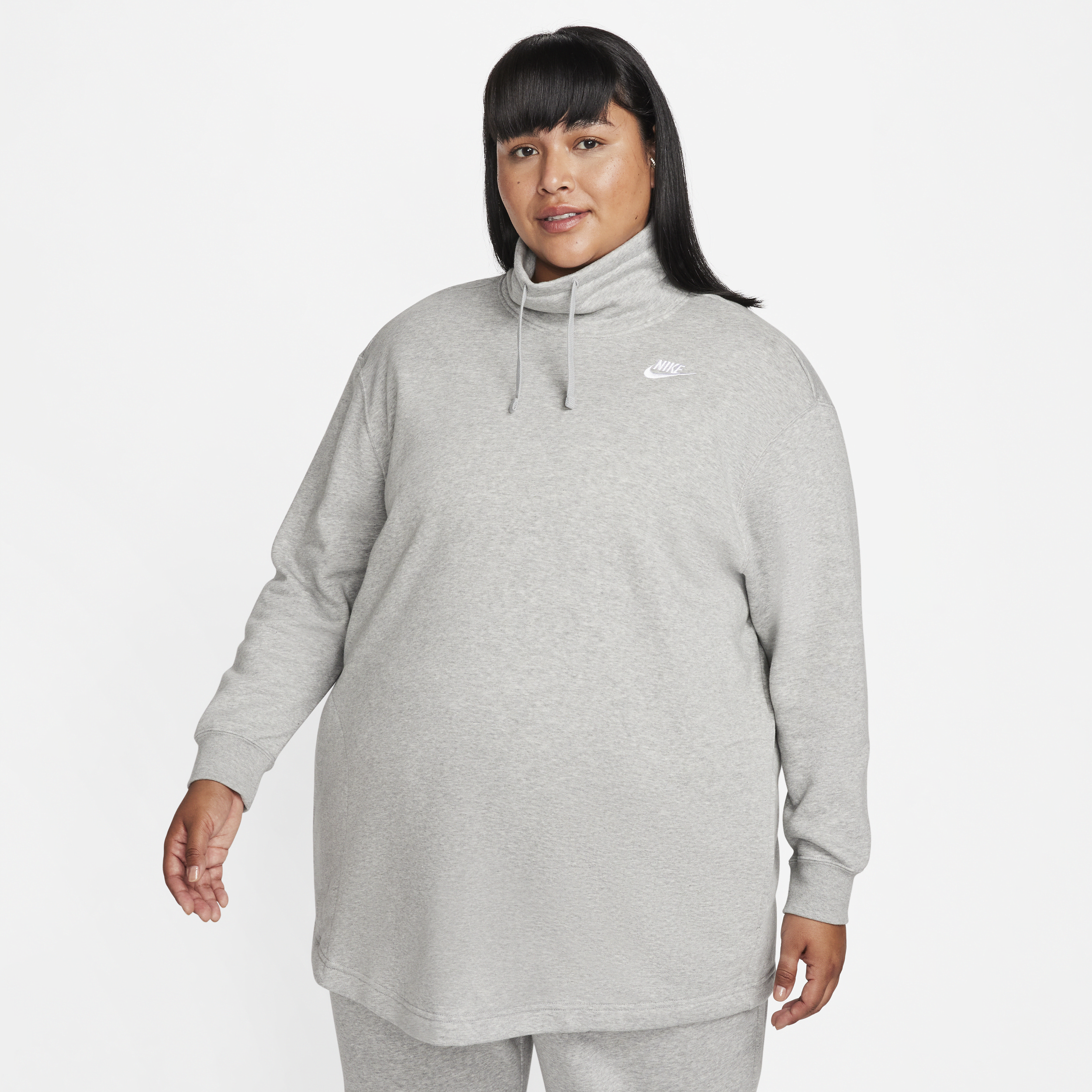 Nike Women's  Sportswear Club Fleece Oversized Mock-neck Sweatshirt (plus Size) In Grey