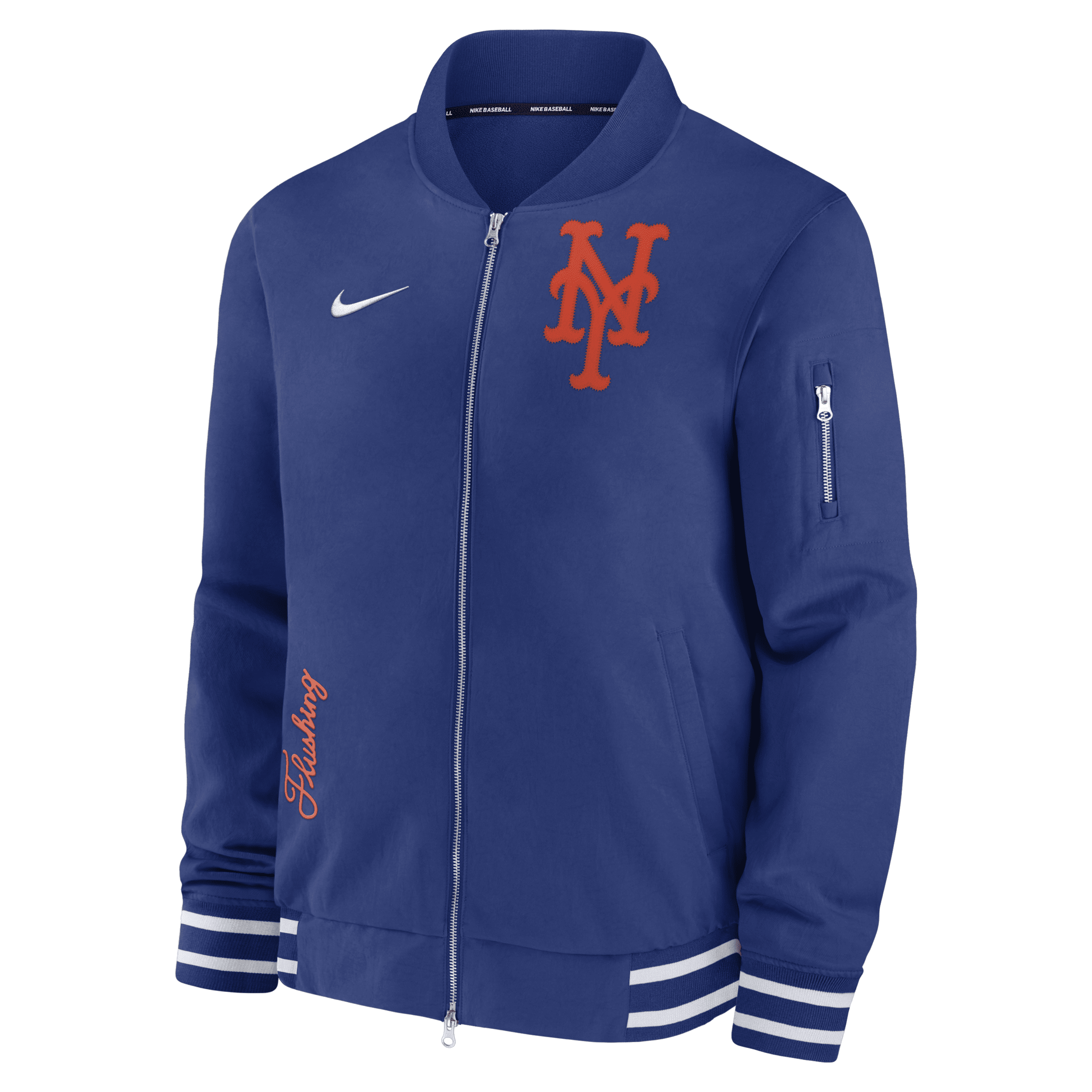 Shop Nike New York Mets Authentic Collection  Men's Mlb Full-zip Bomber Jacket In Blue