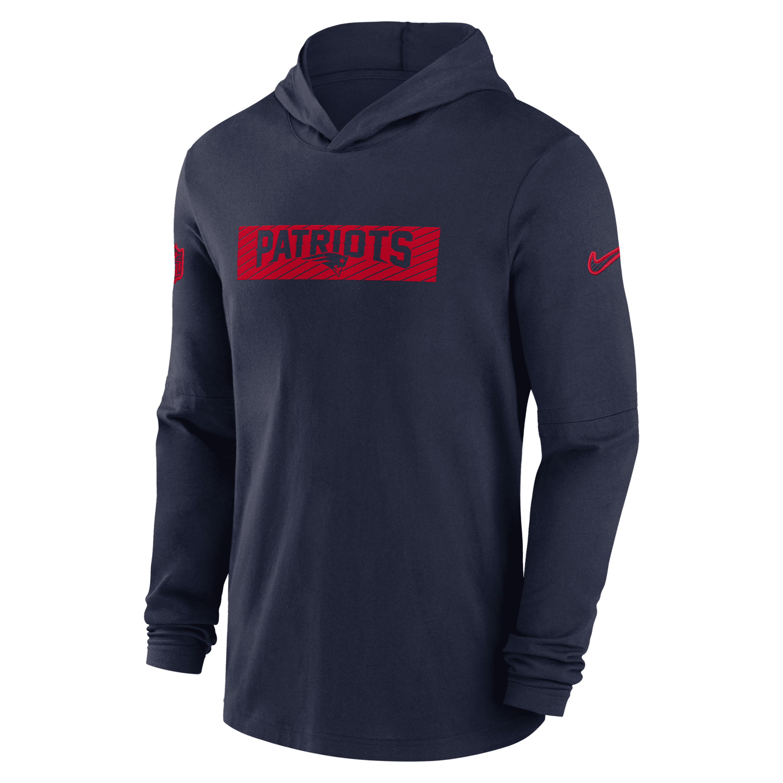 Nike Men's Navy New England Patriots Sideline Hoodie Performance Long Sleeve T-shirt In Blue