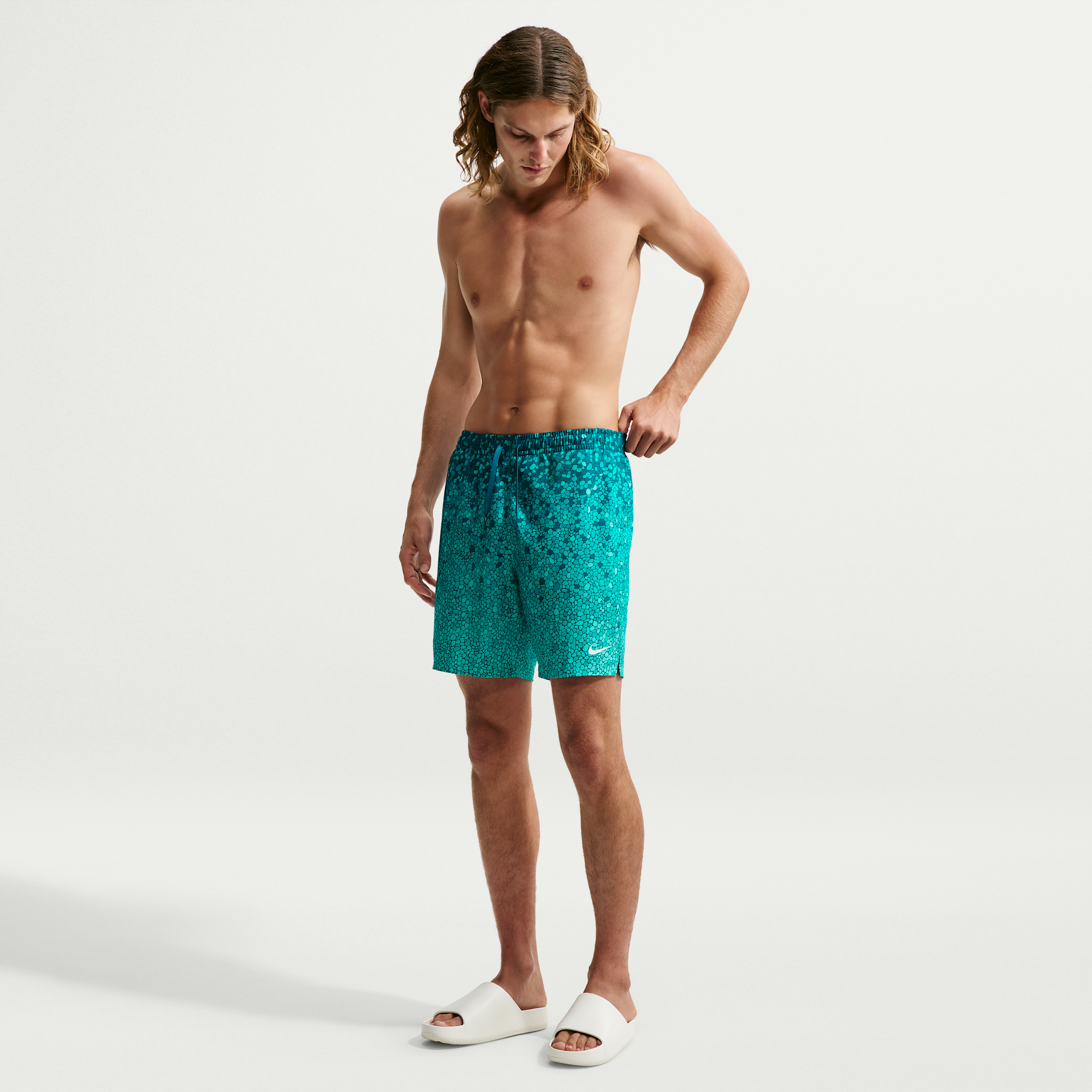 Nike Men's Swim Breaker 7" Brief-Lined Volley Short in Blue | NESSG556-448