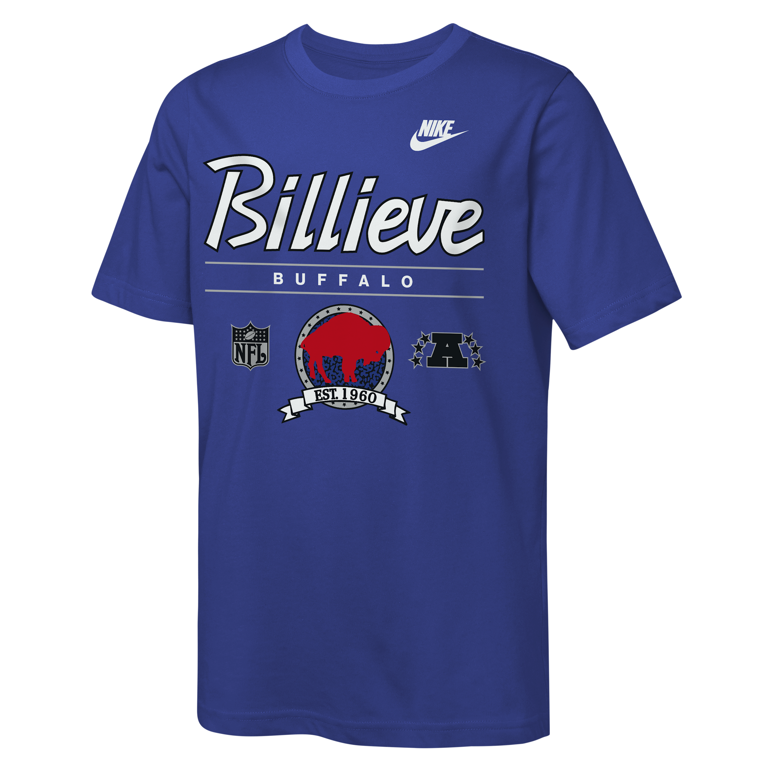 Buffalo Bills Rewind Hometown Slub Big Kids' Nike Dri-FIT NFL T-Shirt in Blue | Z1B7NFQSBIL-NDG