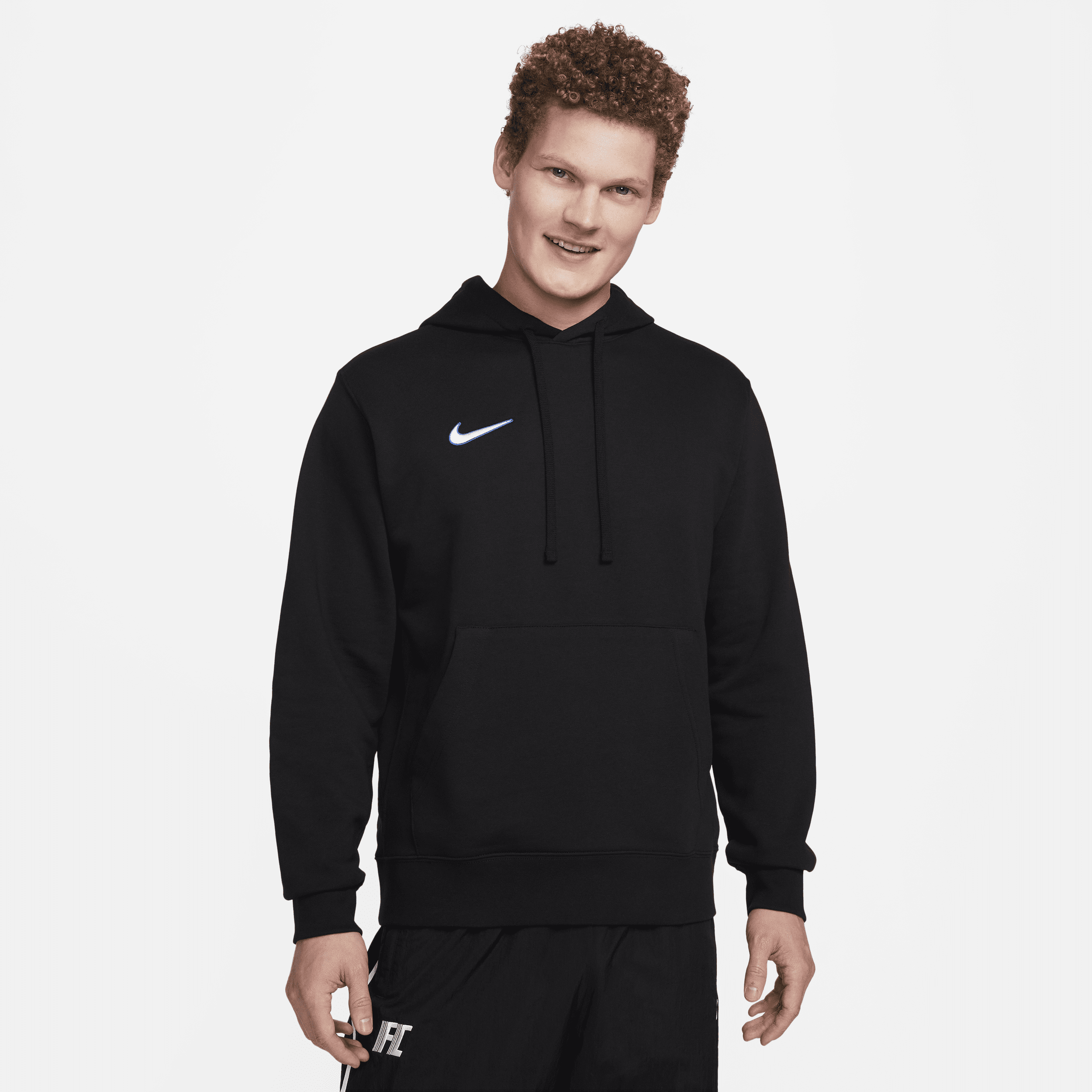 Shop Nike Men's Club Pullover French Terry Soccer Hoodie In Black