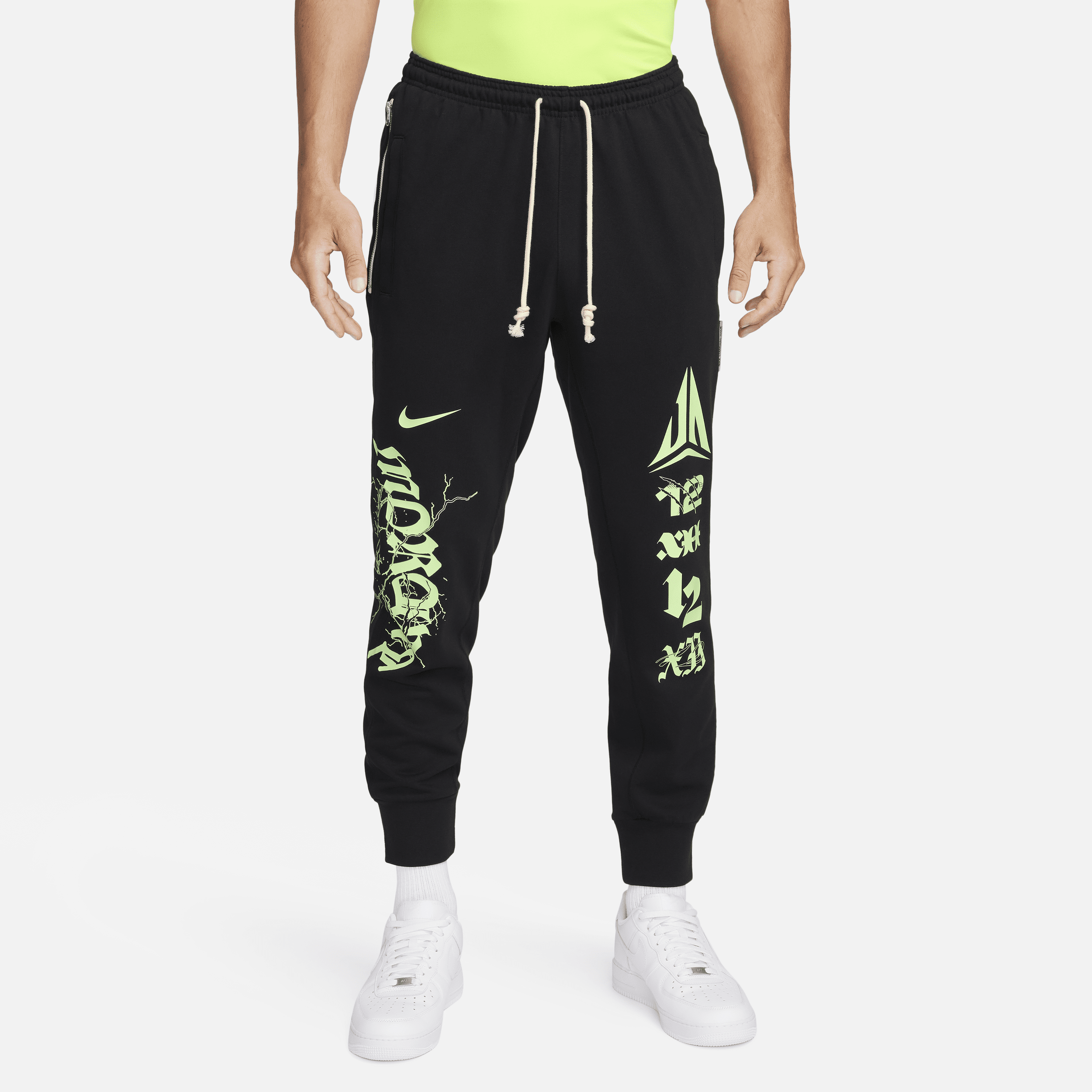 Nike Men's Ja Standard Issue Dri-fit Jogger Basketball Pants In Black/lime Blast