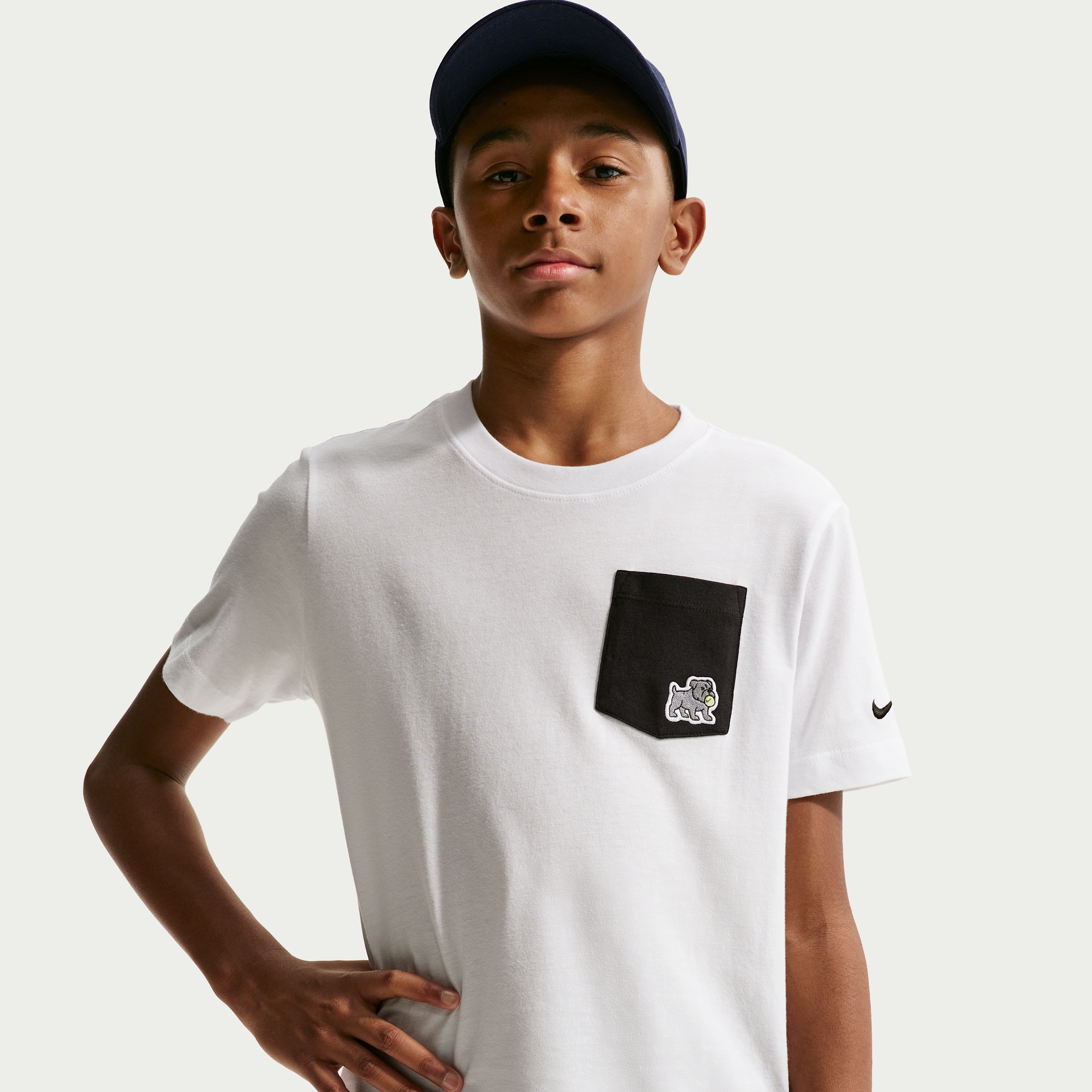 Nike Sportswear Big Kids' Pocket T-Shirt in White | IR4927-100