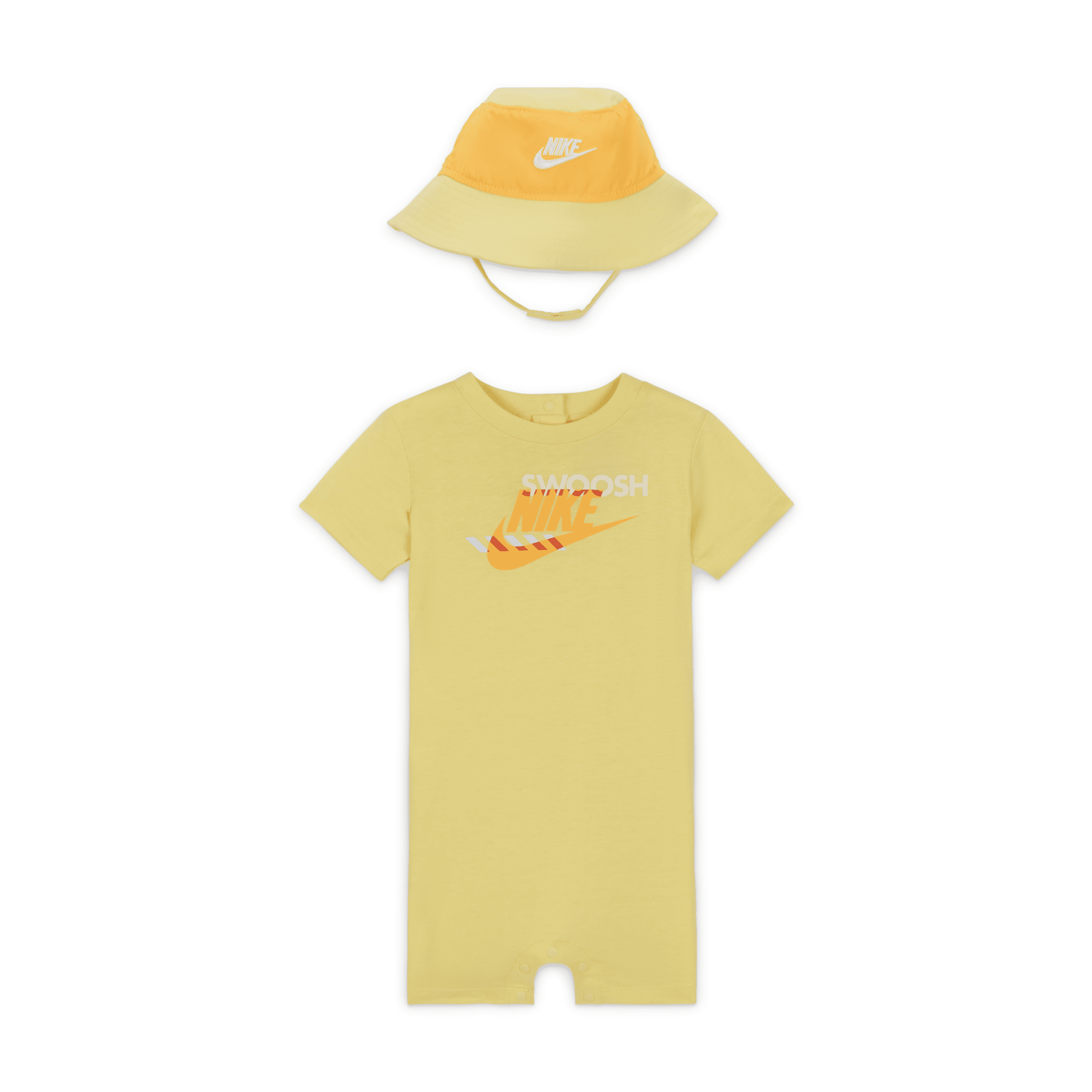 Nike Sportswear Pe Baby (12-24m) Romper And Bucket Hat Set In Yellow