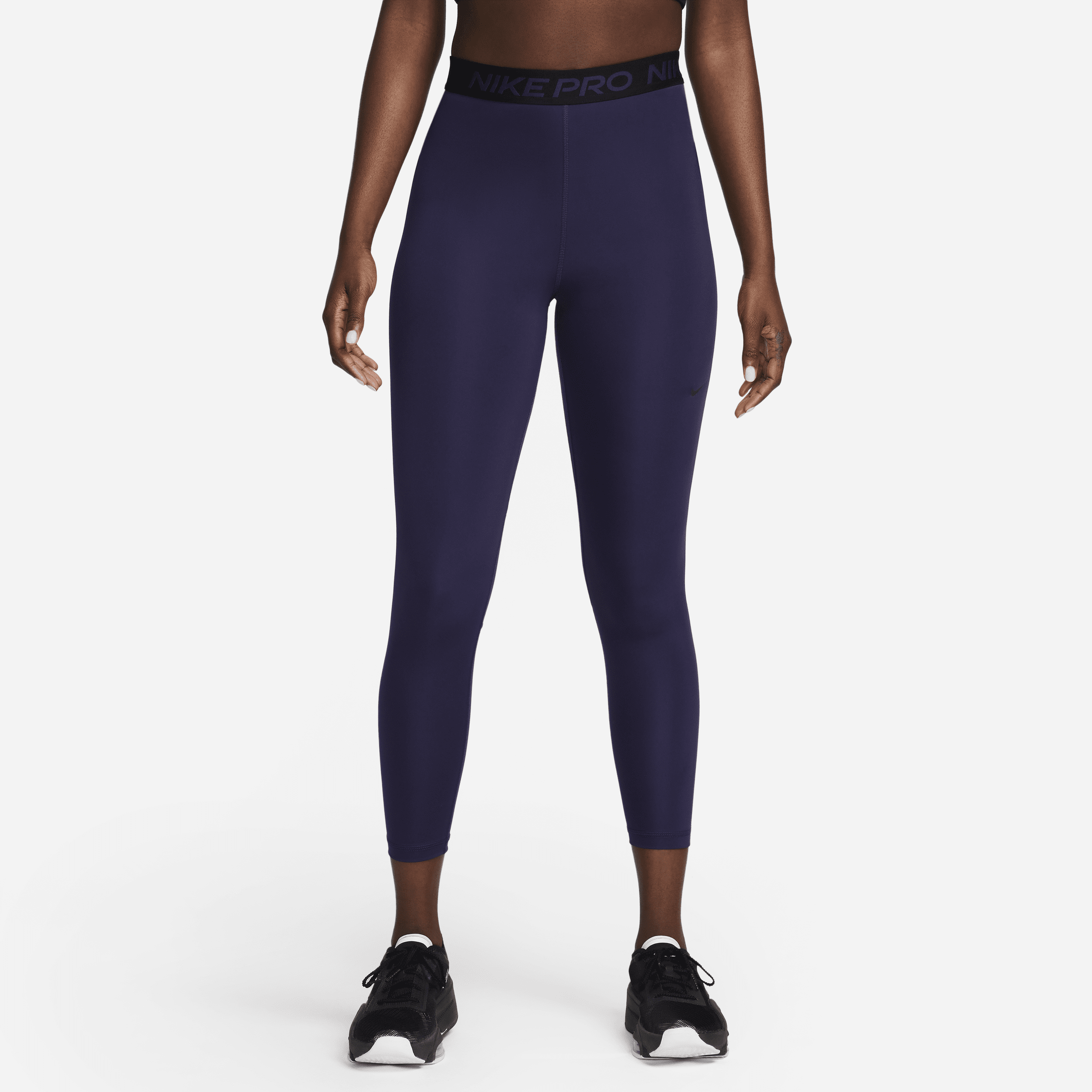 Nike Plus Pro 365 Leggings With Pink Waist Band In Black
