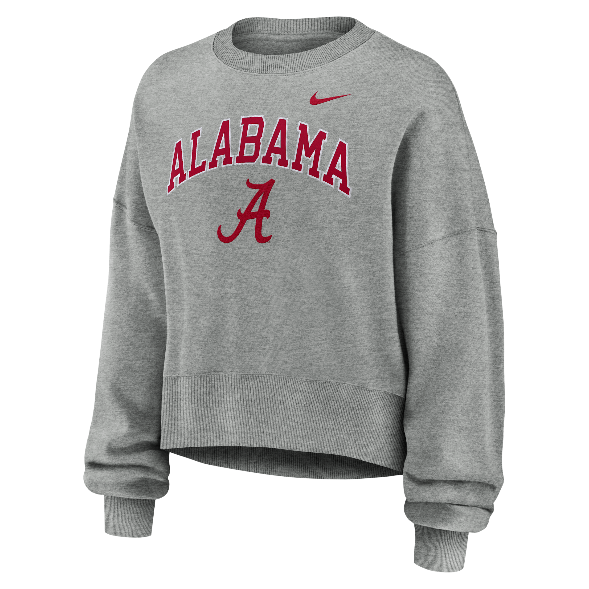 Nike Women's Heather Gray Alabama Crimson Tide Oversized Phoenix Arch Pullover Sweatshirt - Heather Gray