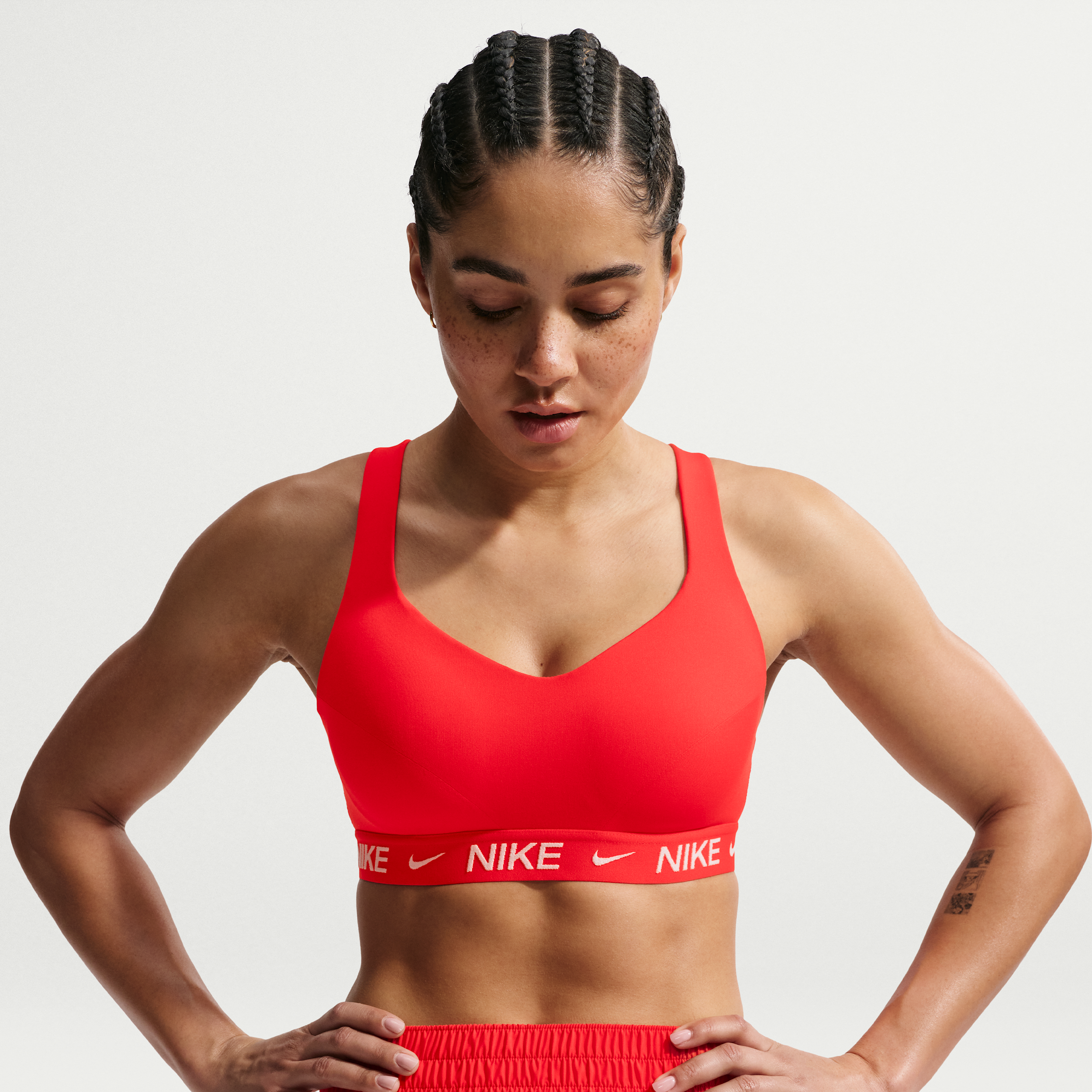 Nike Women's Indy High Support Padded Adjustable Sports Bra in Red | FD1068-696