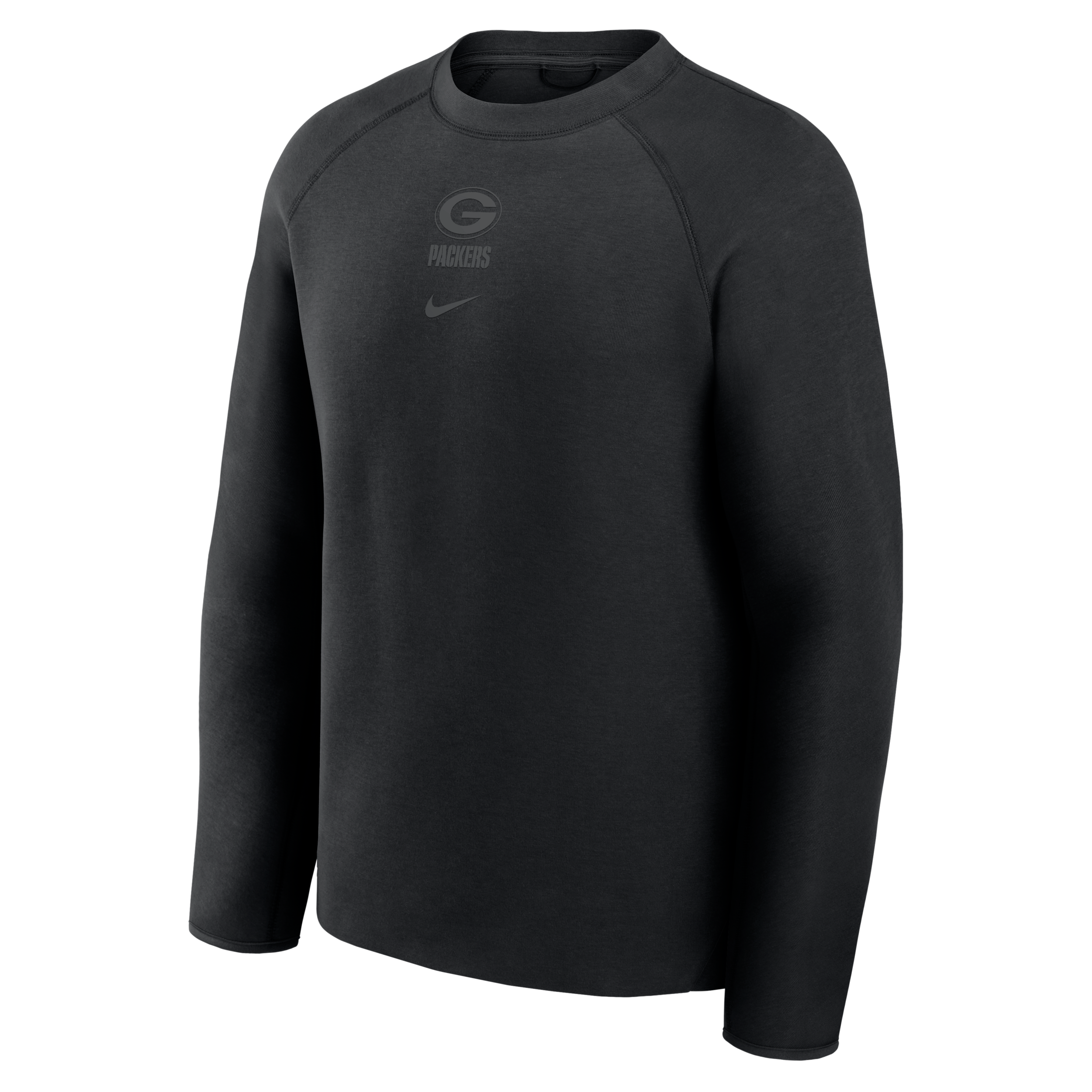 Green Bay Packers Tech Fleece Nike Men's NFL Pullover Crew in Black | 05L6912Z7T-KH0