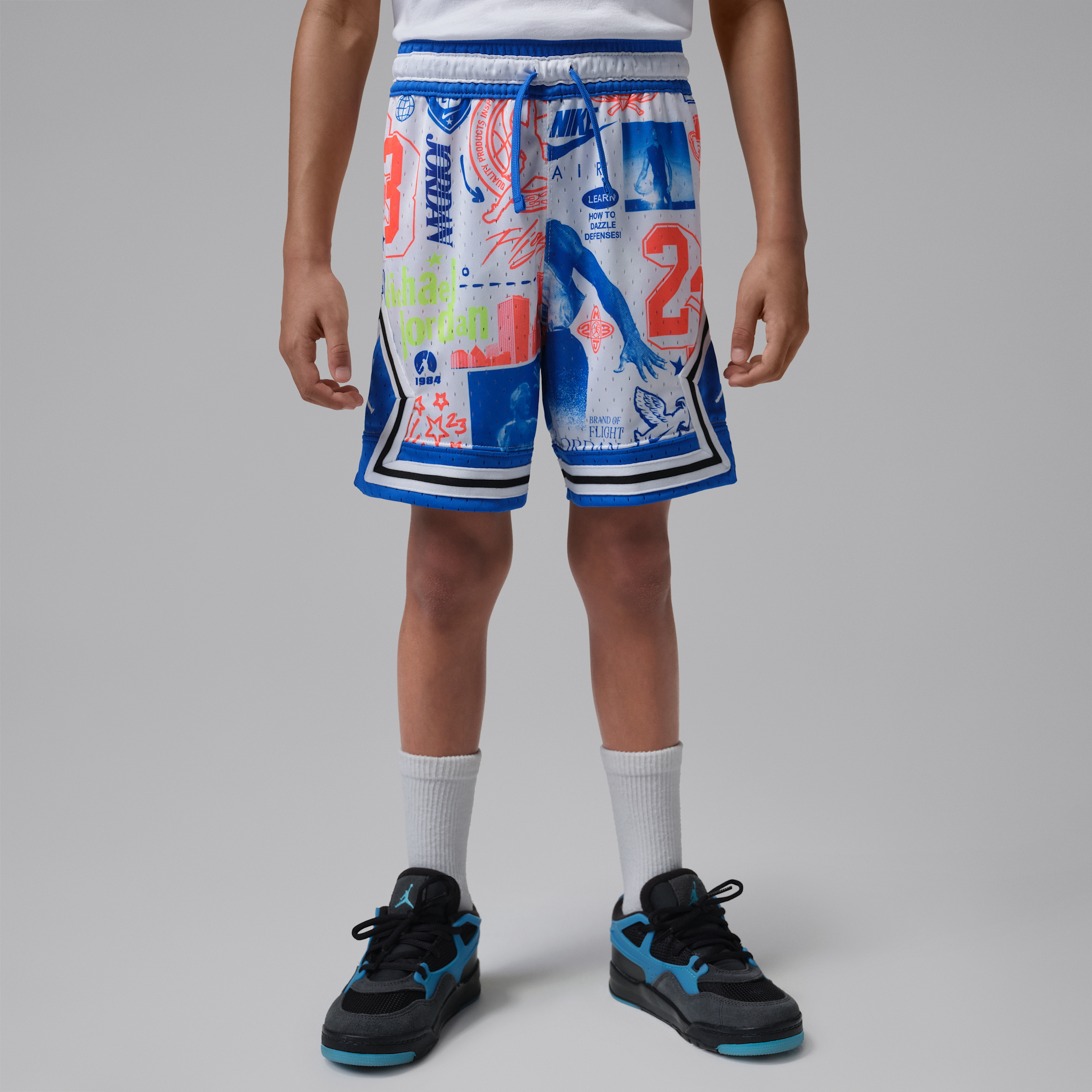 Jordan Little Kids' Dri-FIT Printed Sport Diamond Shorts in Blue | 85D429-U89