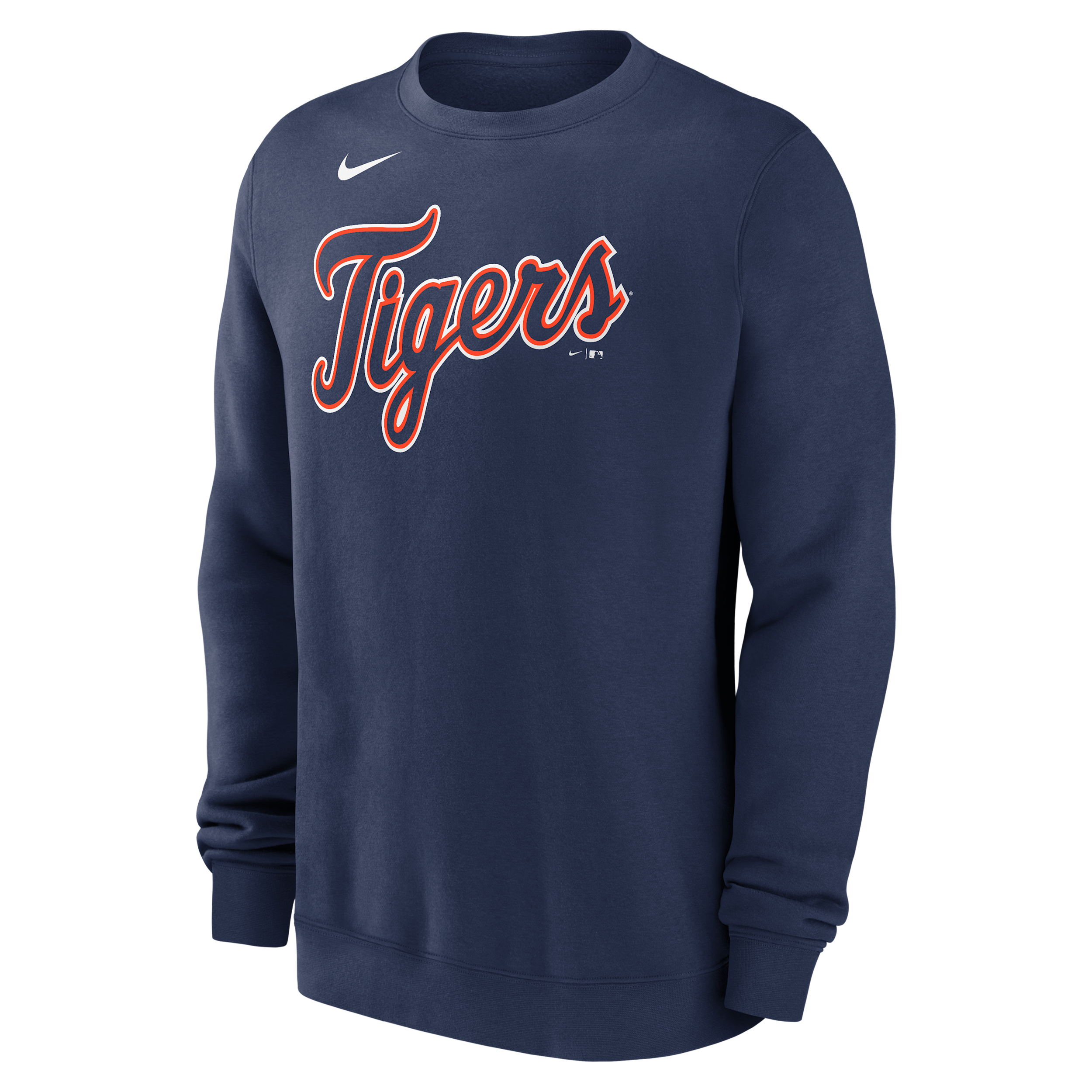 Detroit Tigers Wordmark Nike Men's MLB Pullover Crew in Blue | NKPV44BDG-M4Z