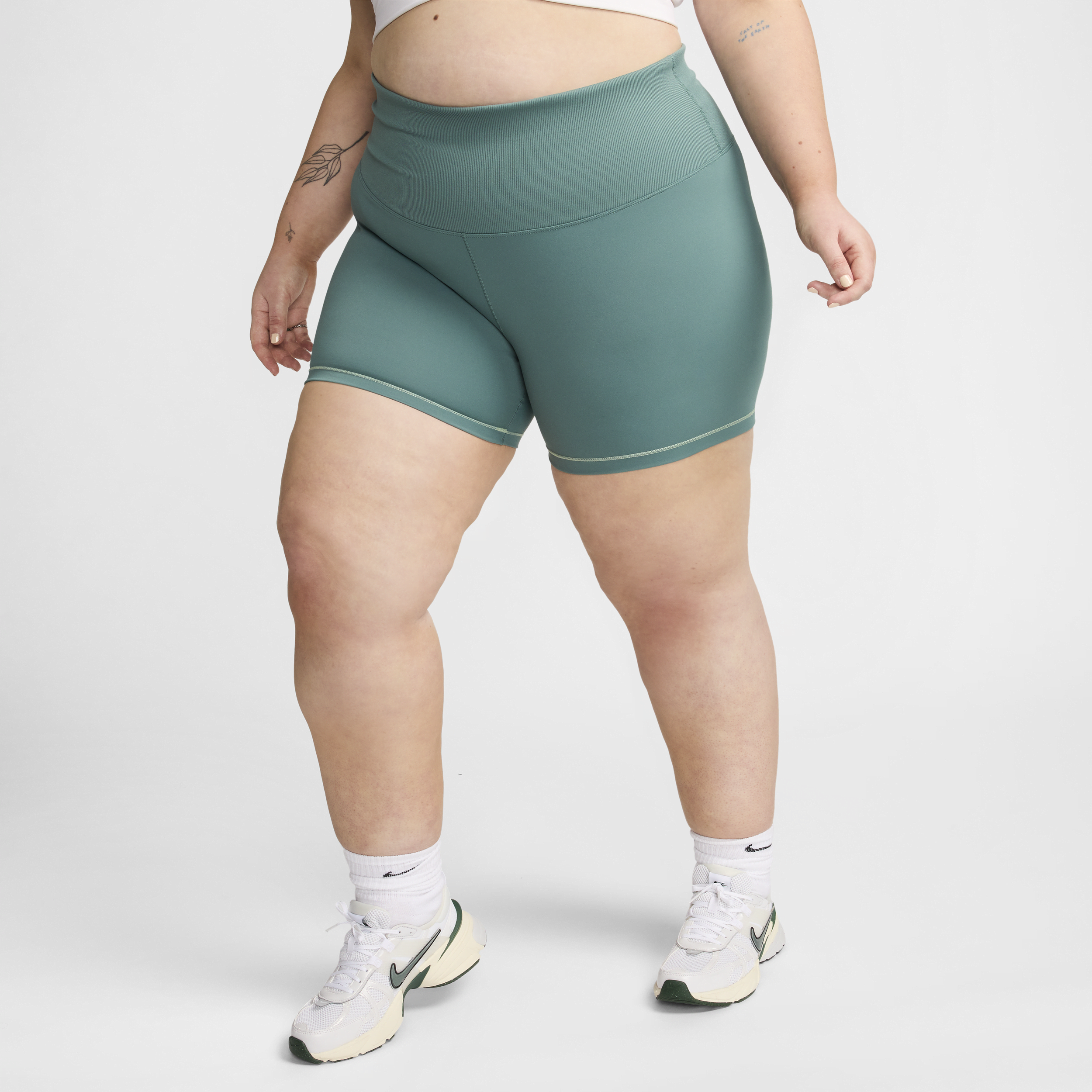 Nike Women's One Rib High-waisted 5" Biker Shorts (plus Size) In Green