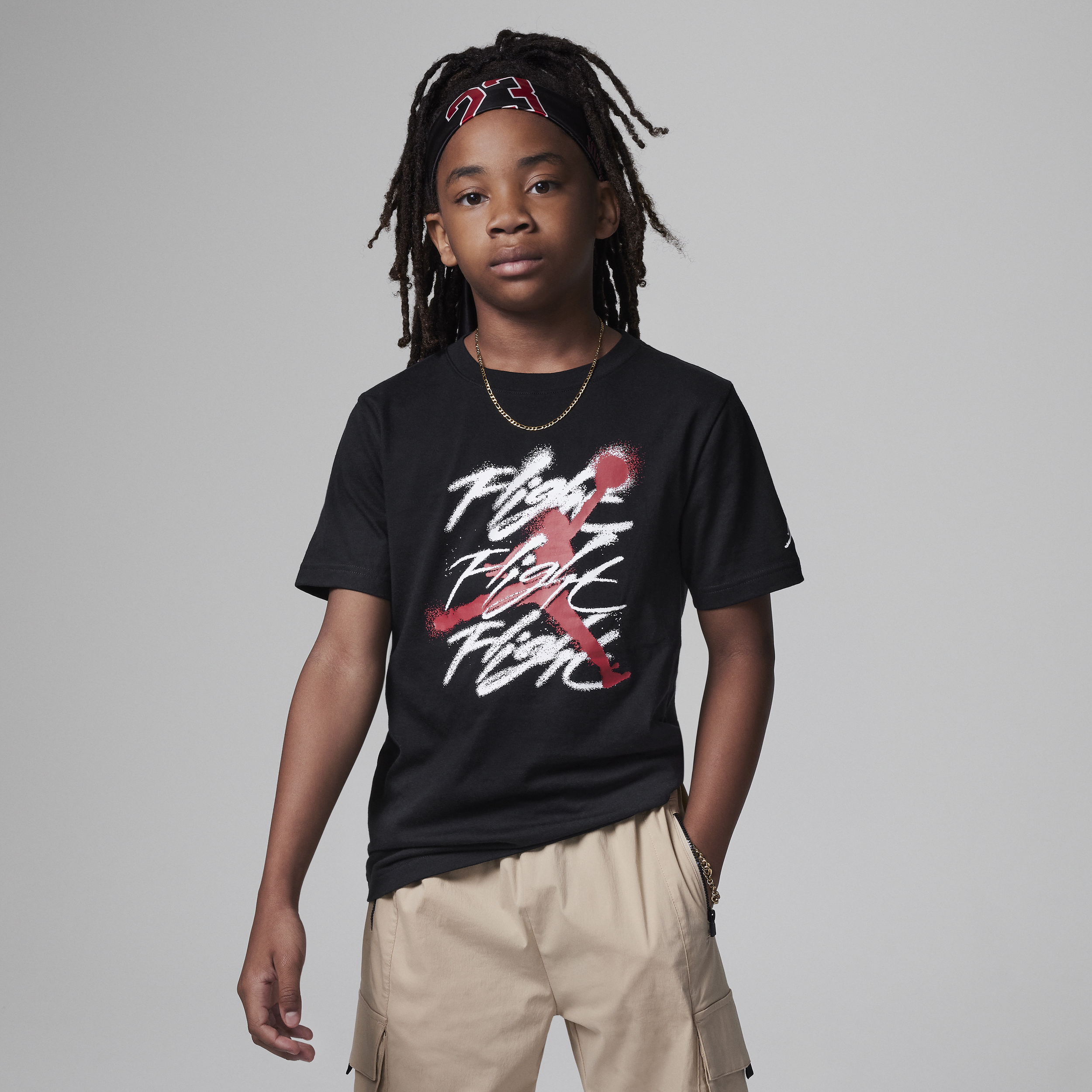 Jordan Jumpman Flight Sprayed Tee Big Kids T-shirt In Black
