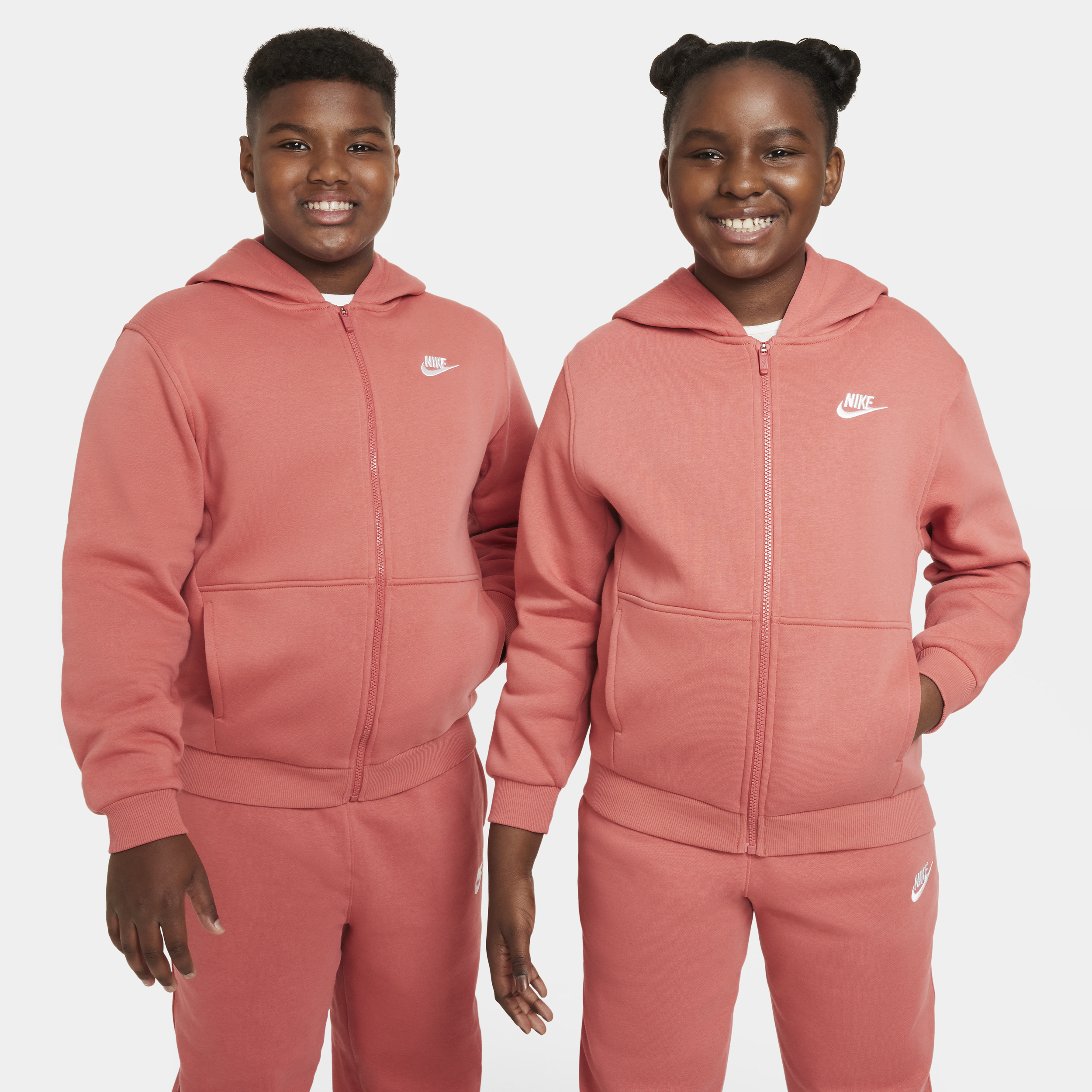 Nike Sportswear Club Fleece Big Kids' Full-zip Hoodie (extended Size) In Red