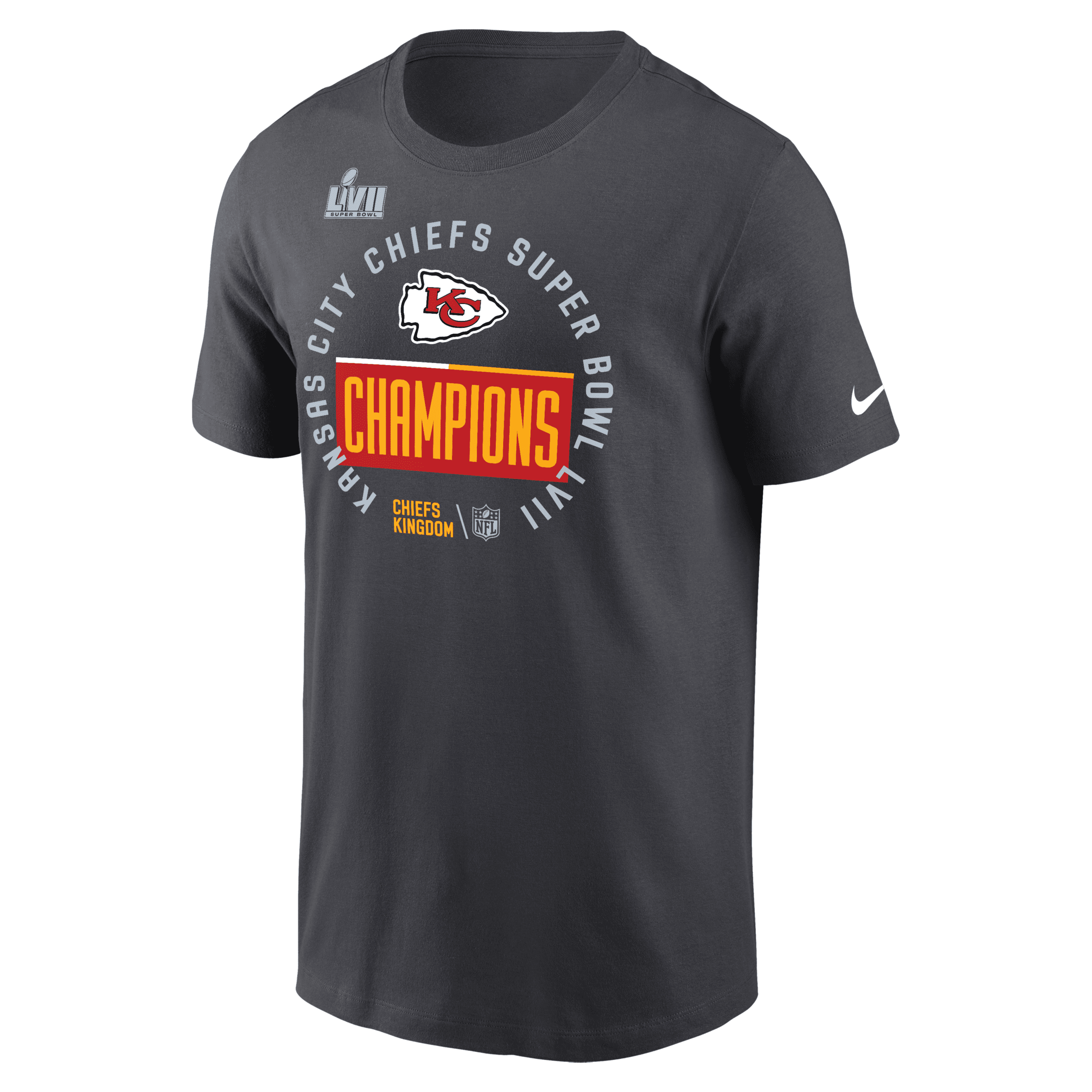 Nike Men's Super Bowl Lvii Champions Trophy (nfl Kansas City Chiefs) T-shirt In Grey