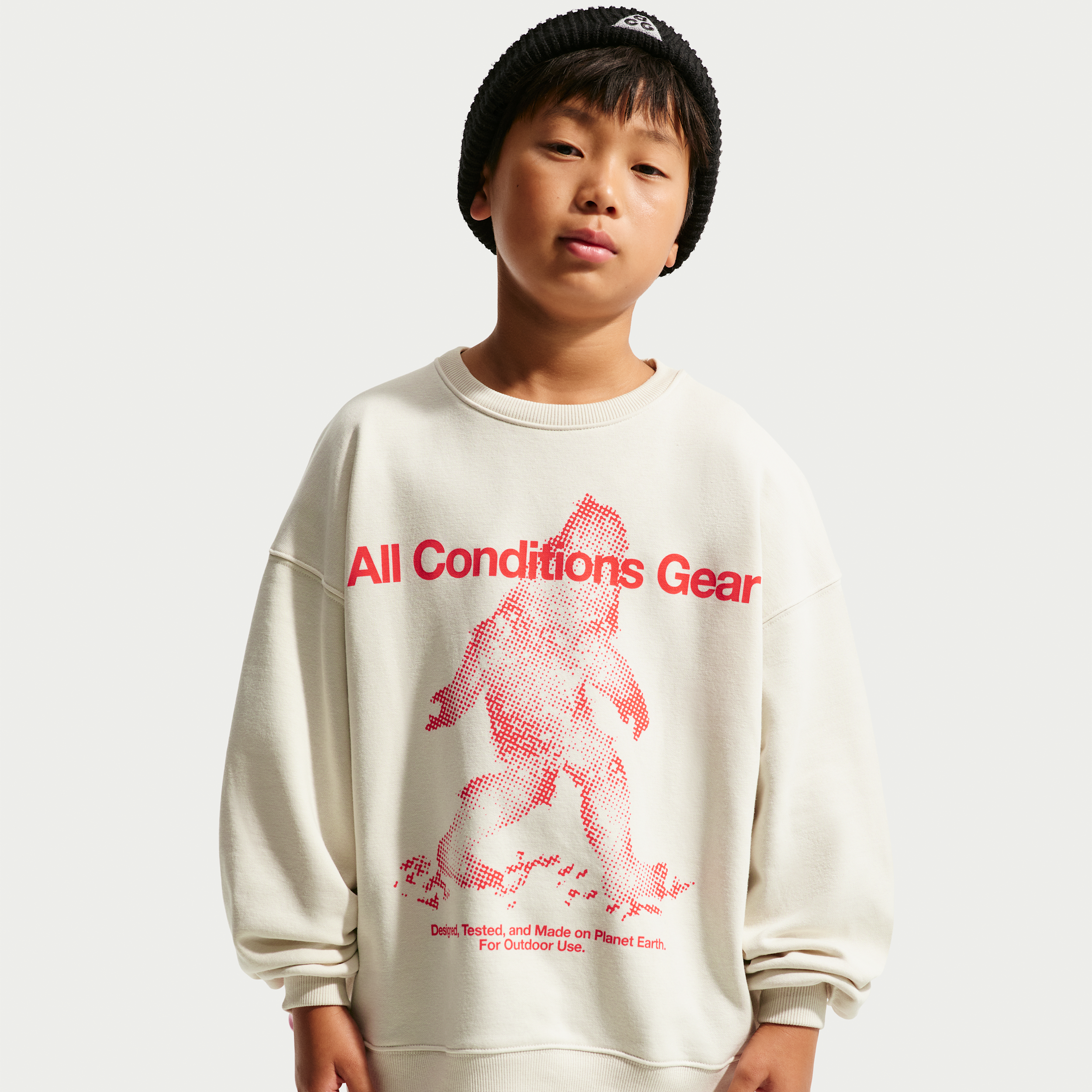 Nike ACG Big Kids' Yeti Crewneck Fleece Top in Brown | 9WCA01-X27