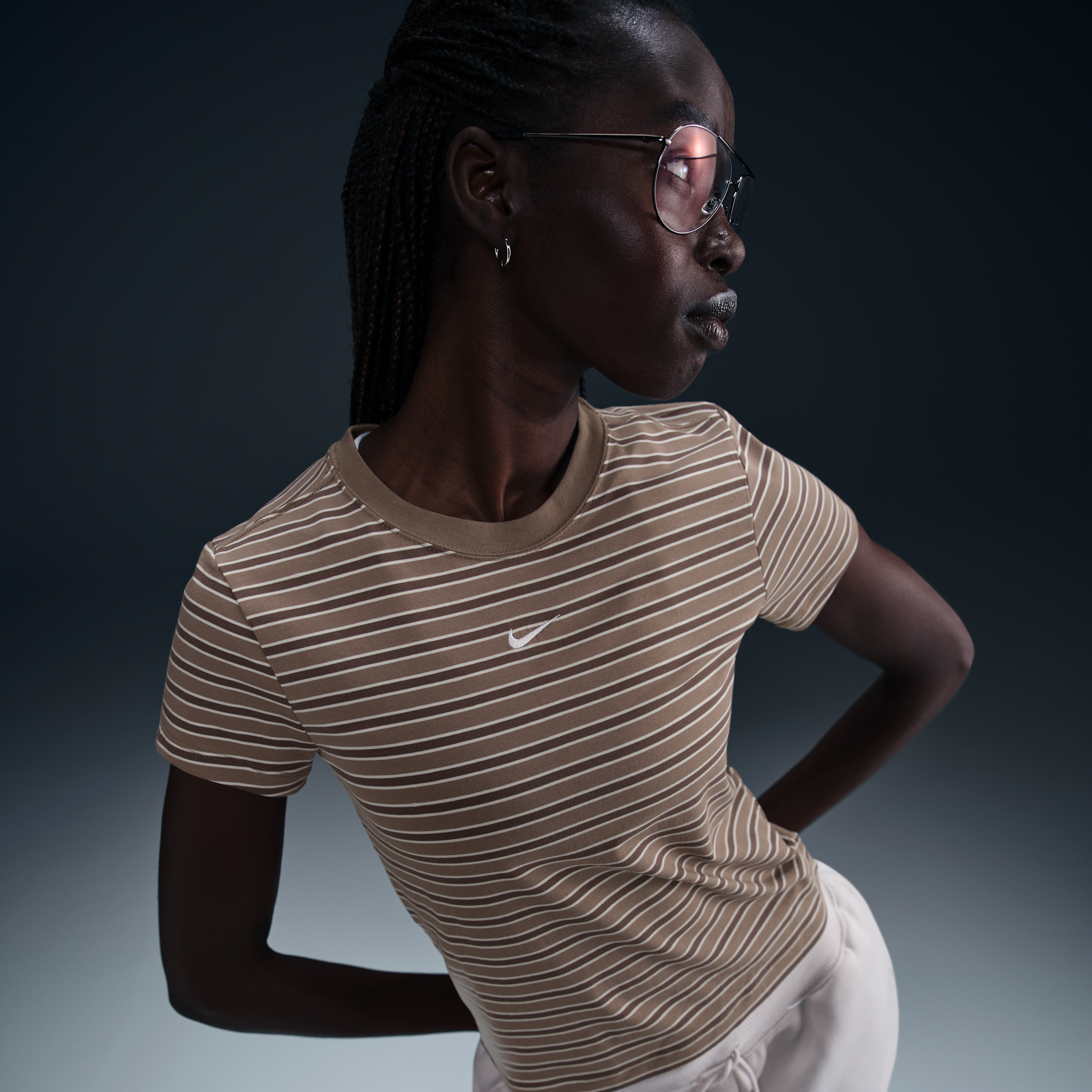 Nike Women's Sportswear Chill Knit Slim Striped T-shirt In Brown