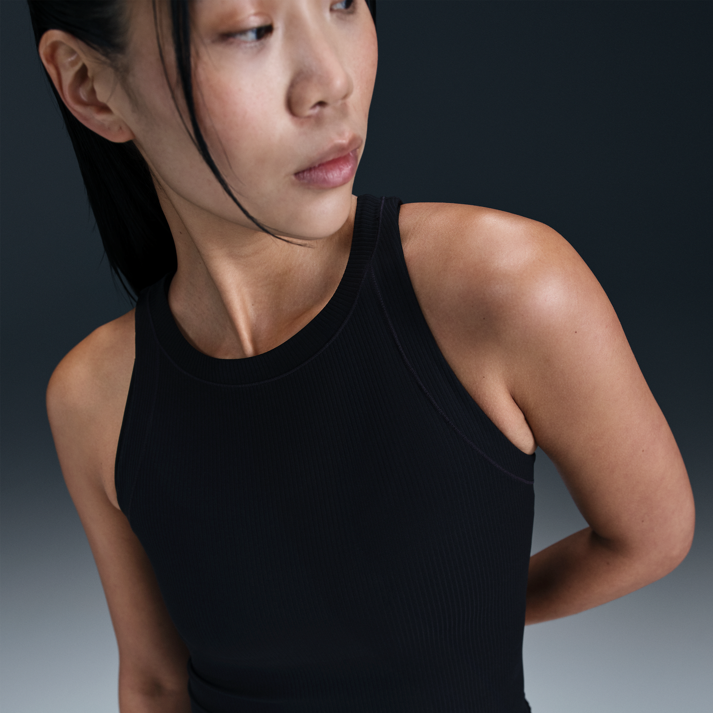 Nike Women's Zenvy Rib Dri-fit Tank Top In Black