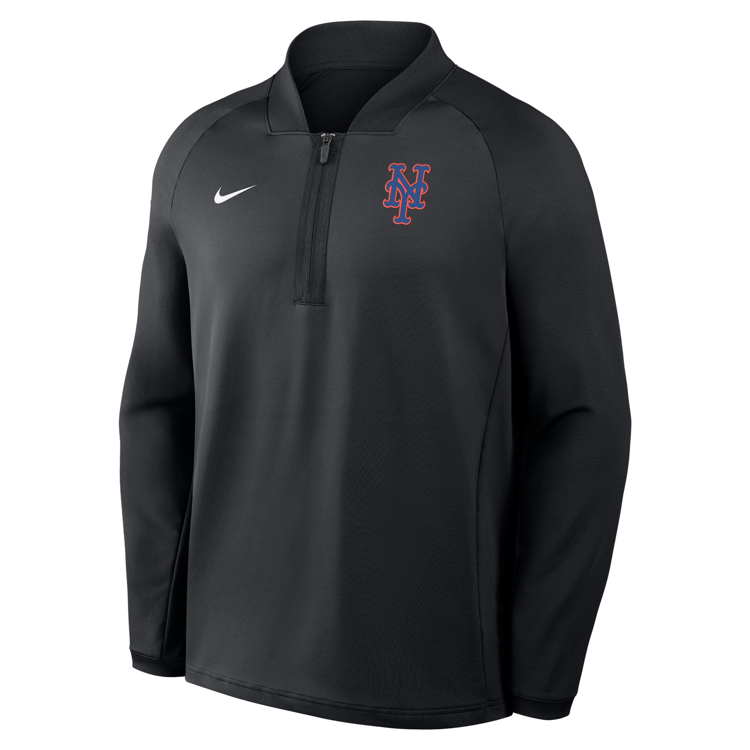 New York Mets Authentic Collection Nike Men's Dri-FIT MLB 1/2-Zip Long-Sleeve Top in Black | 04H900ANME-KRR