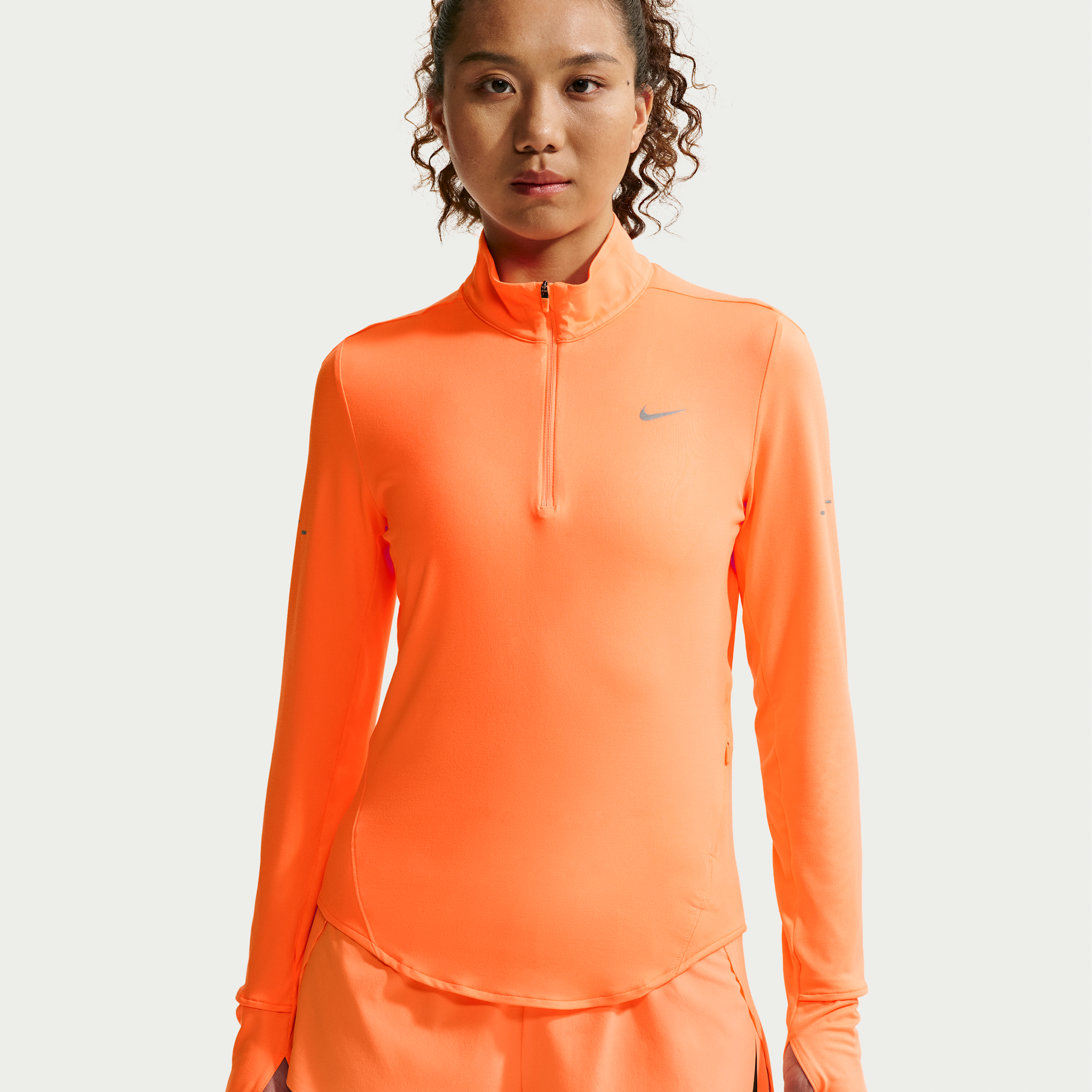 Nike Women's Swift Dri-FIT UV 1/4-Zip Running Top in Orange | HQ0499-852