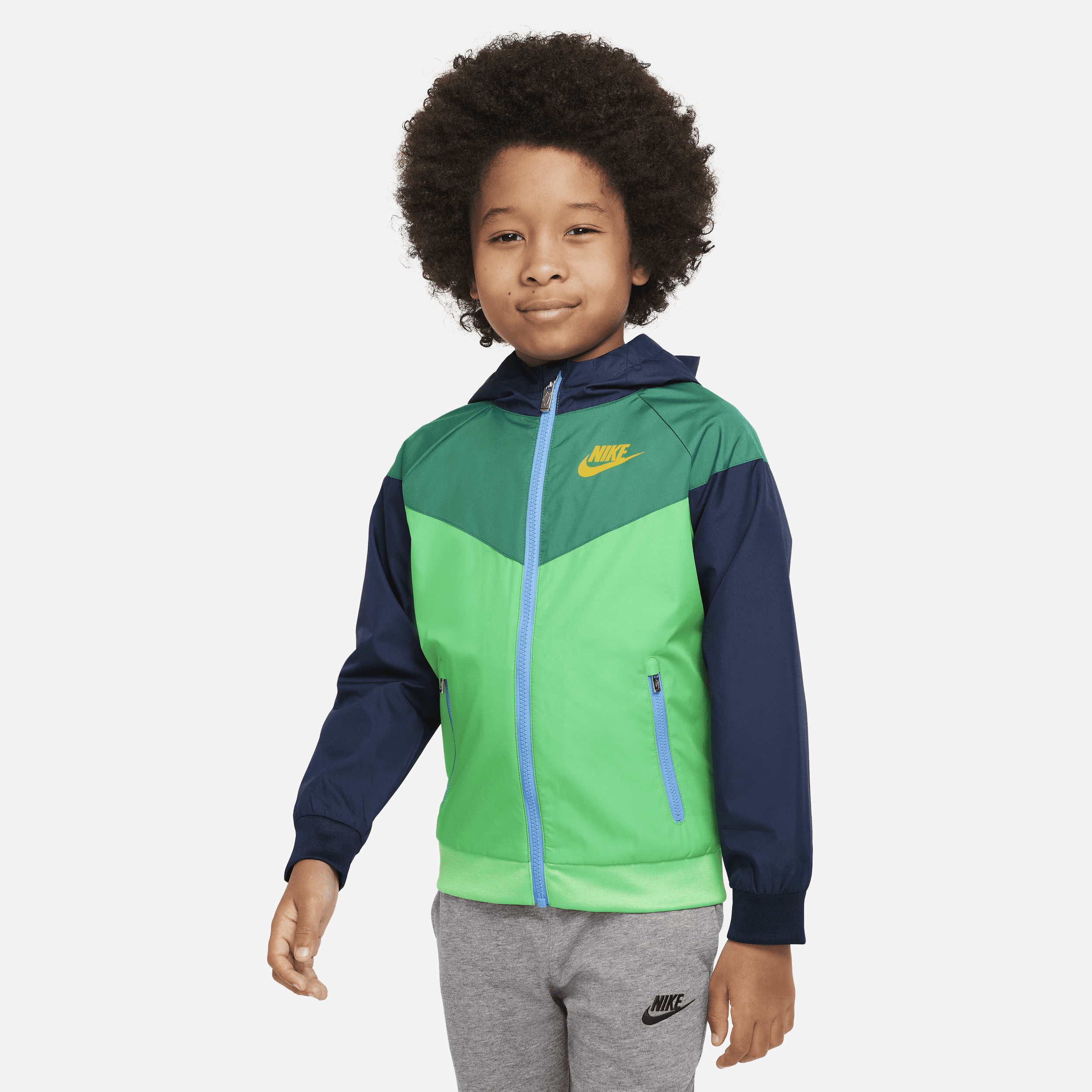 Nike Sportswear Windrunner Little Kids' Full-zip Jacket In Green