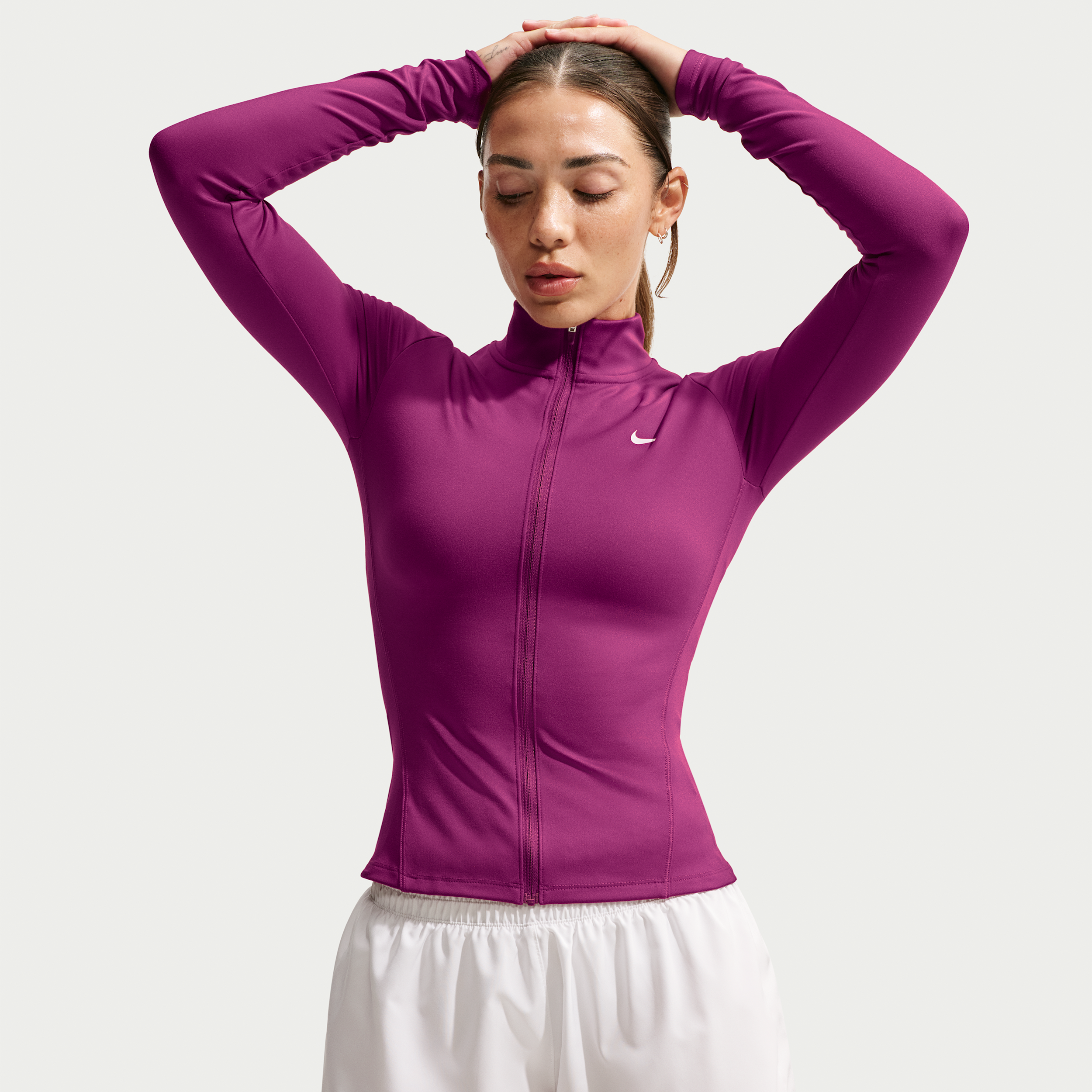 Nike Women's One Fitted Dri-FIT Full-Zip Jacket in Red | IM7046-630