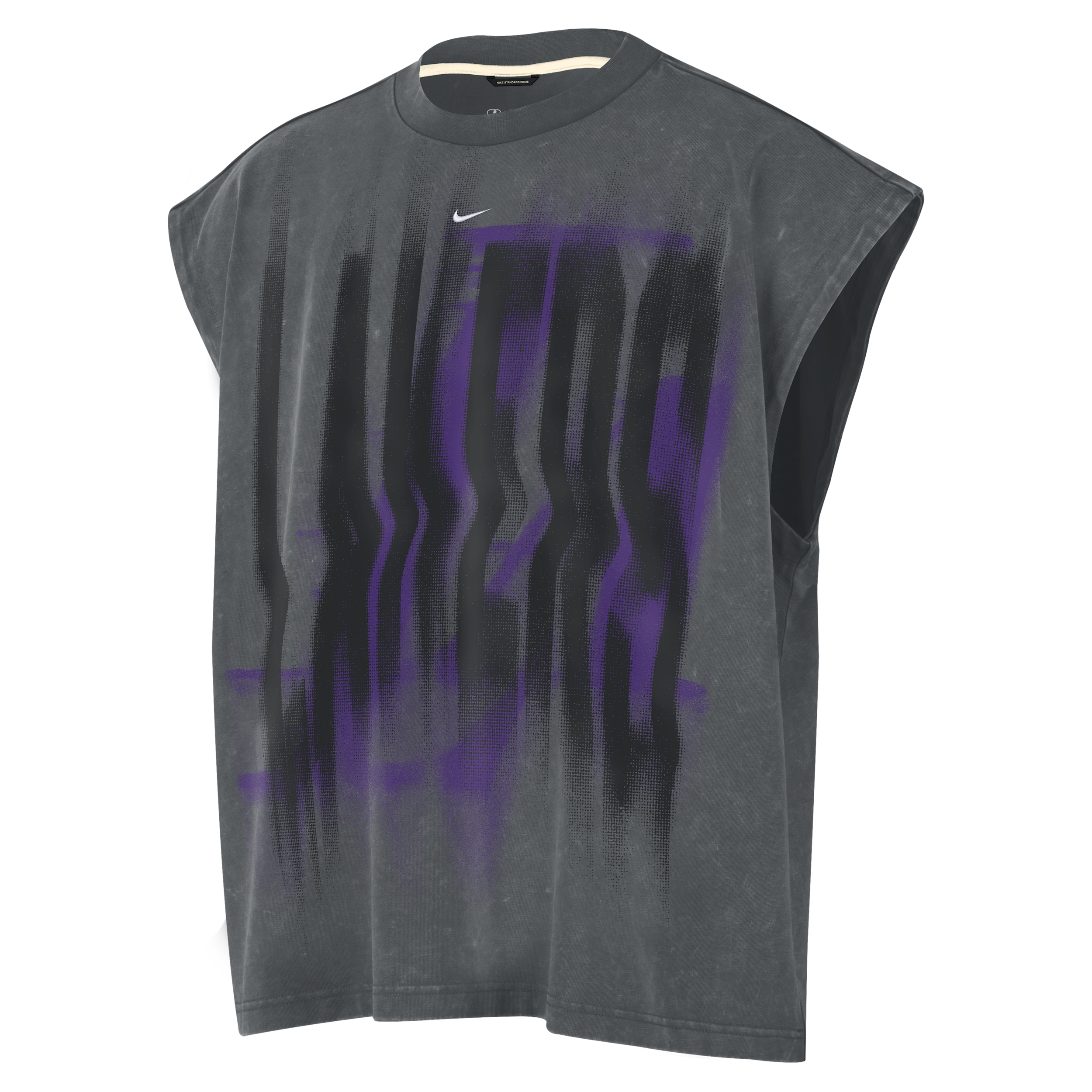 Nike Men's Charcoal/ White Los Angeles Lakers Pregame Sleveless Icon Tank T-Shirts - Charcoal, White